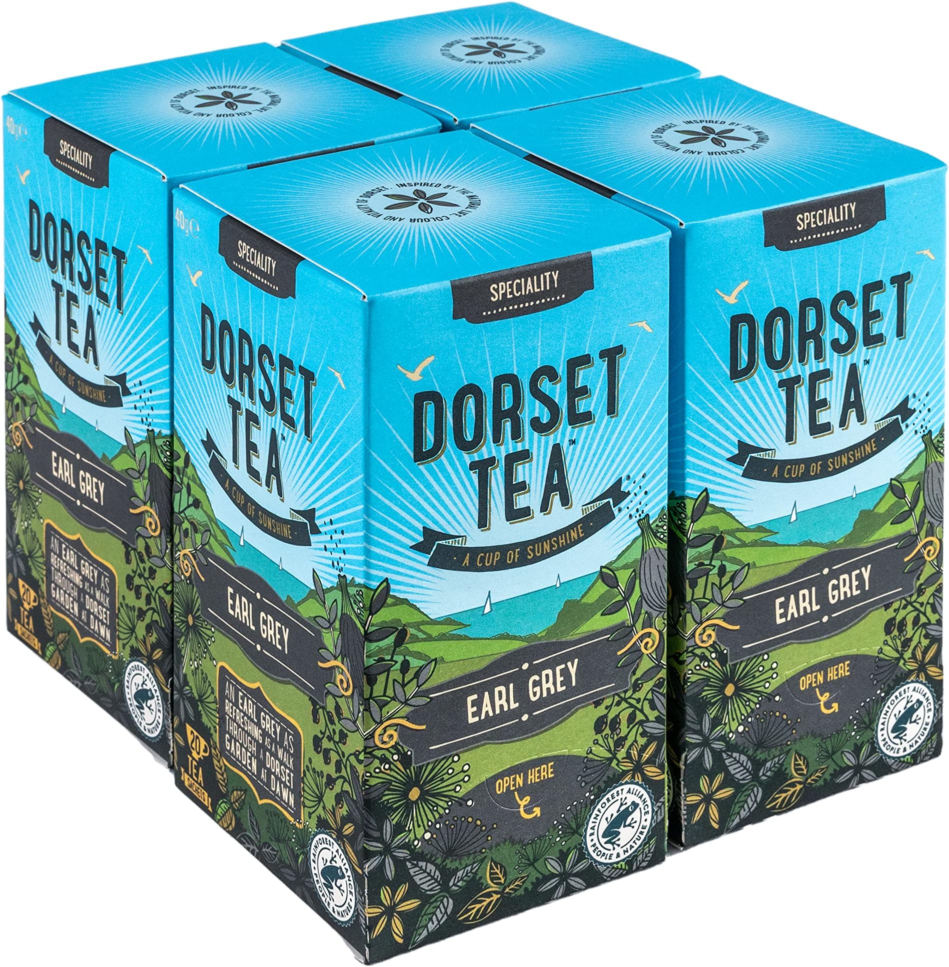 Earl Grey Tea Bags 4 Boxes x 20 (80 Total) 100% Rainforest Alliance