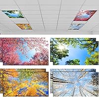 Patelai 8-Pack Magnetic Fluorescent Light Covers 4x2 ft Classroom Office Filters - Seasons Forest Design Reduces Eye Strain
