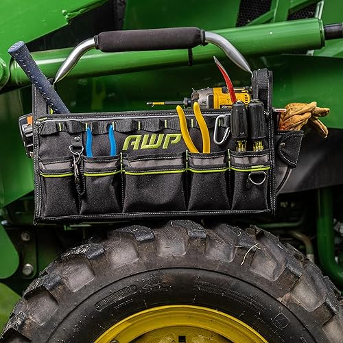 Miniatura 3 de AWP Bolsa de herramientas profesional de 18 pulgadas  Bolsa de herramientas resistente al agua con mango giratorio, correa de hombro extraíble y 15