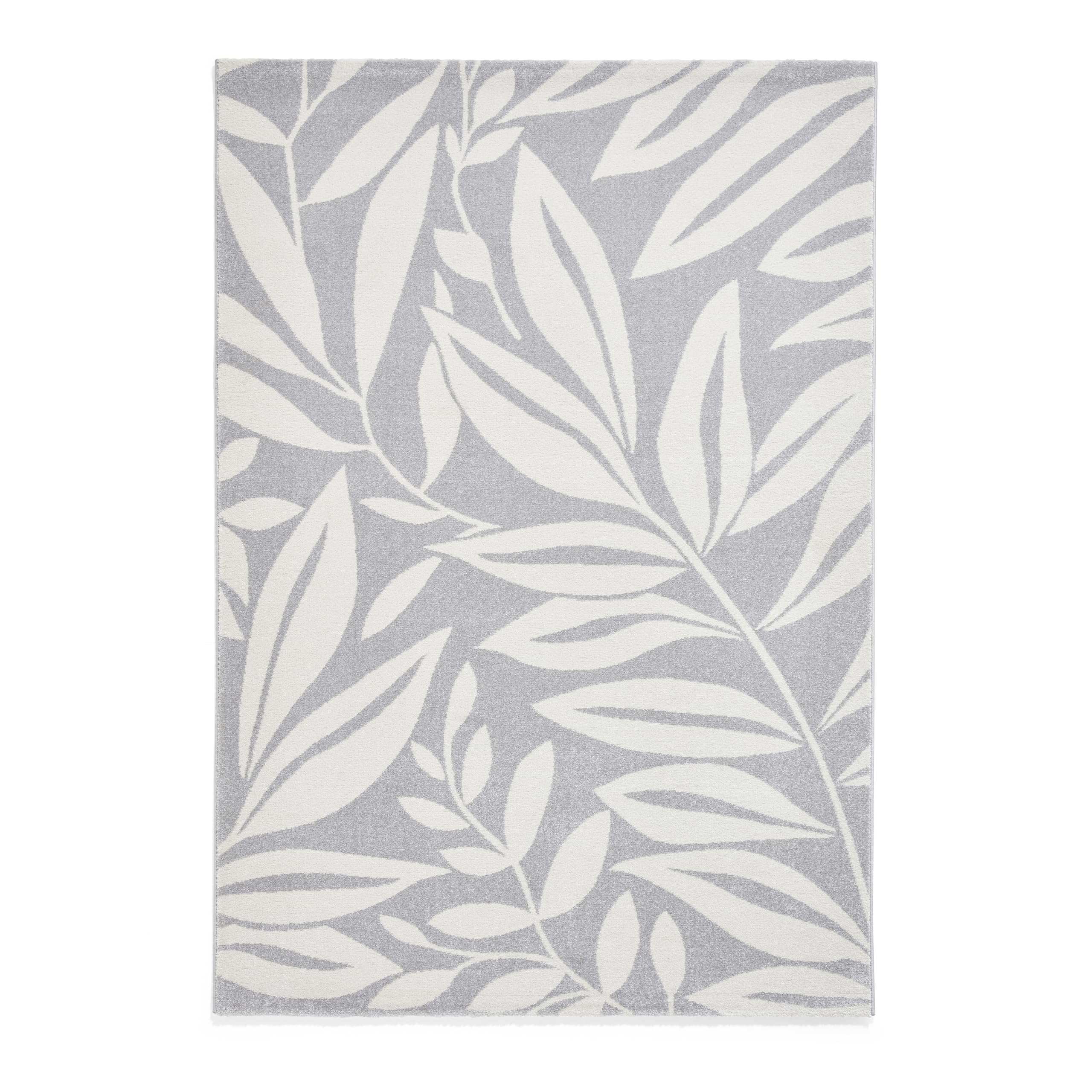 Think Rugs Catherine Lansfield Sorral Leaves Botanical Rug, Grey