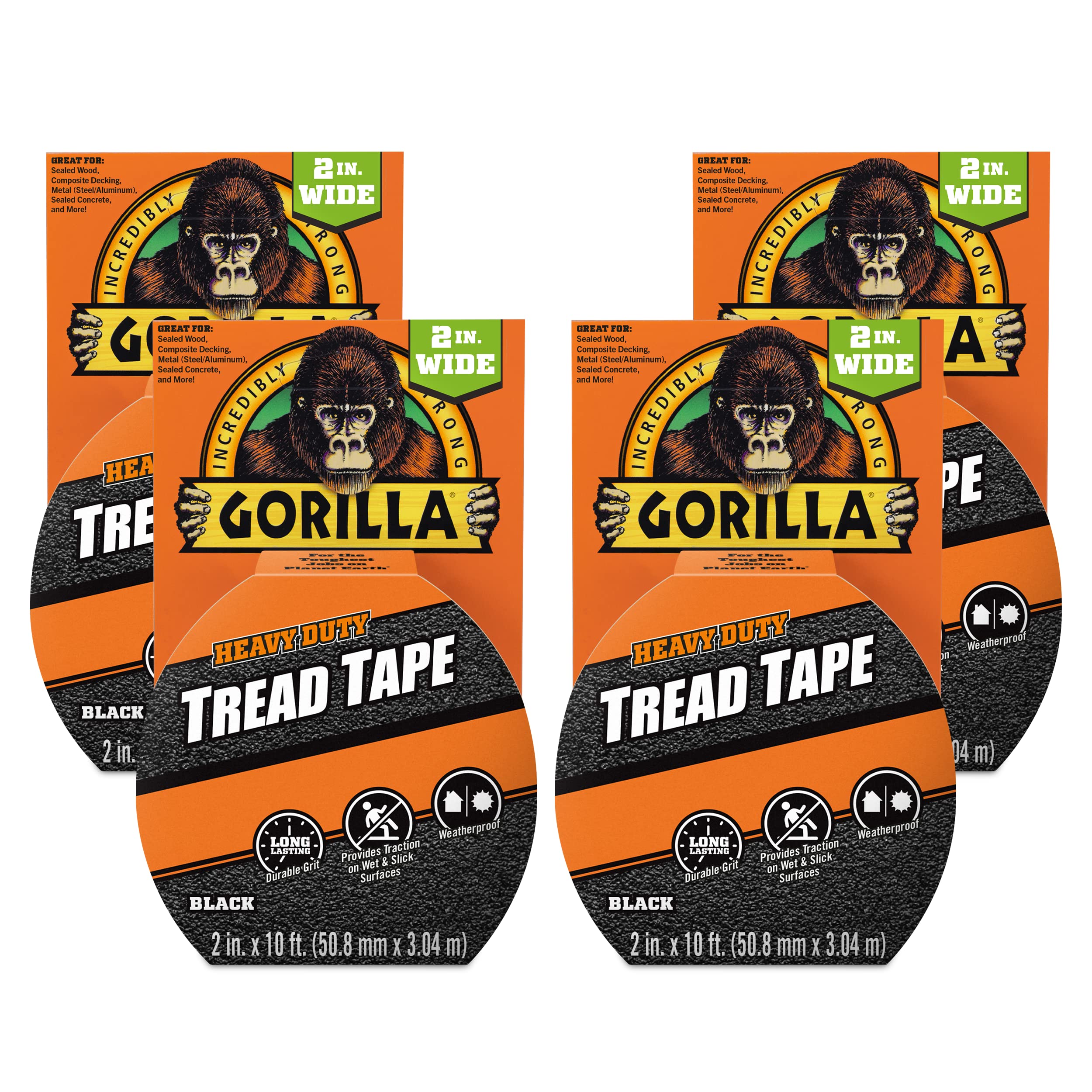 Gorilla Anti Slip Tread Tape Black 3m (Pack of 4)