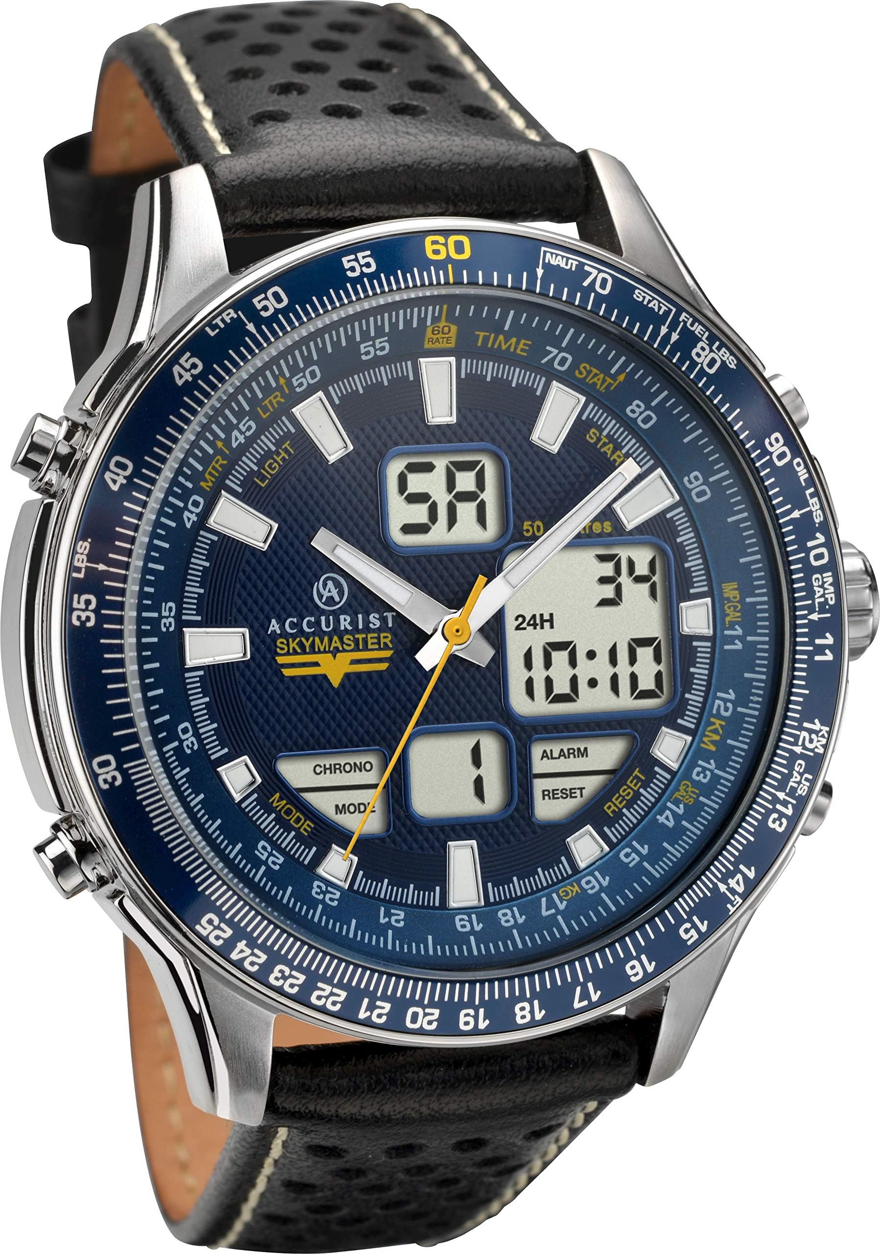 Accurist Skymaster Unisex Adult Analogue-Digital Quartz Watch with Leather Strap 7112