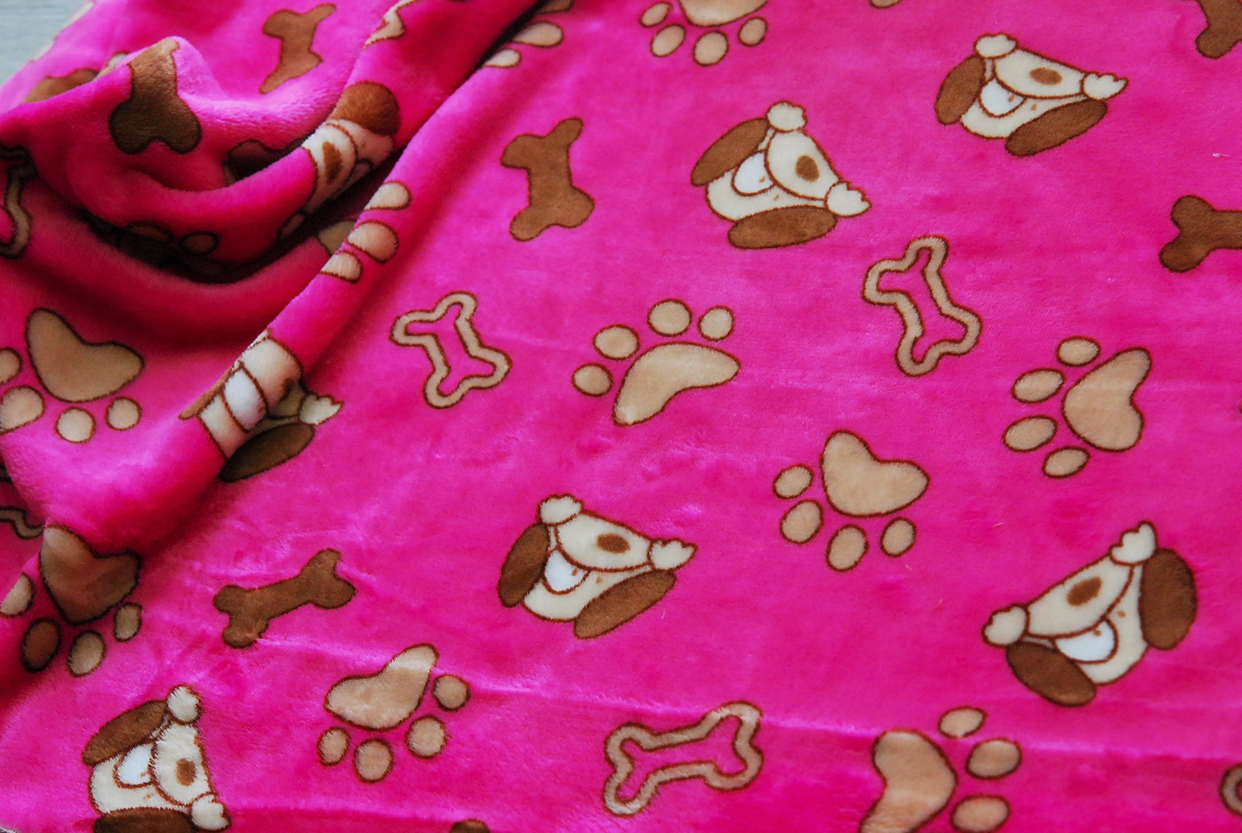 CRS VENDOR LTD. Double Sided Supersoft Cuddlesoft Fleece Fabric Material - DOG & BONE PINK