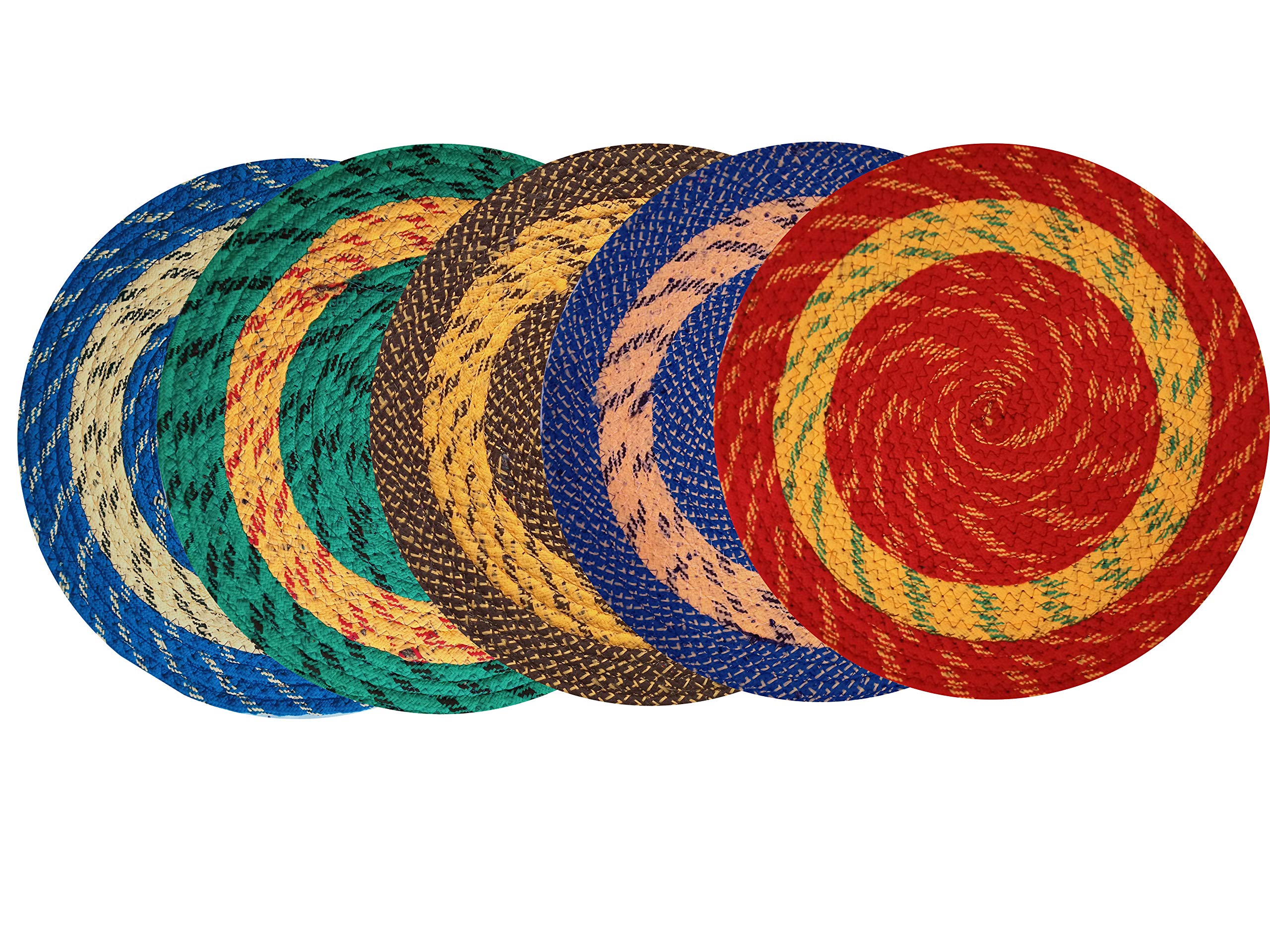 ROUSN Polyester Doormat for Bed Room/Living Room/ Out Door/ Kitchen Door/Office Doormat Size 43X43 CM Round Set of 5 Pieces Multi Color