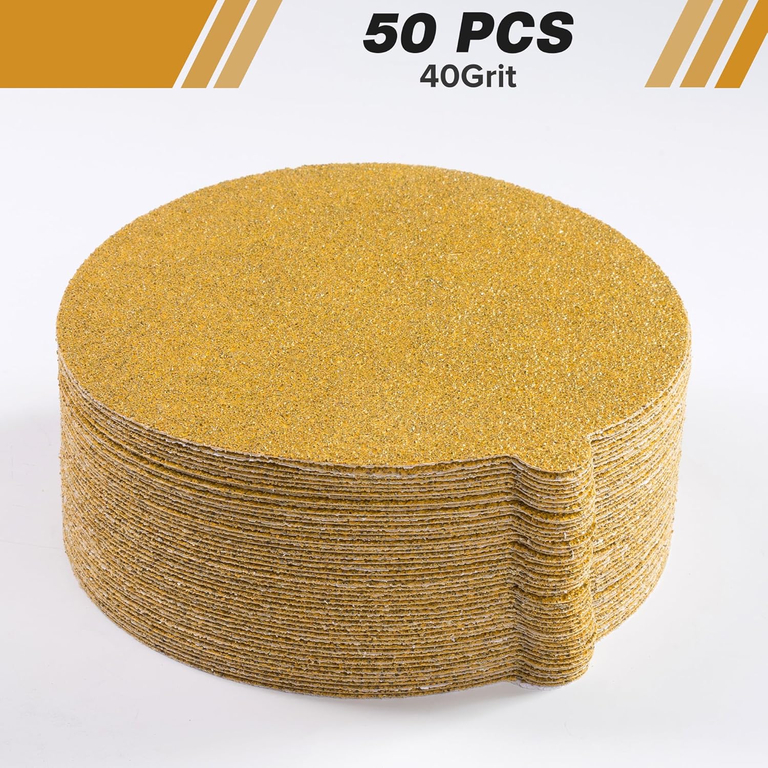 50 PCS 6 Inch PSA Sanding Discs 40 Grit Self Adhesive Sticky-Back Sandpaper for DA Sander Finishing Abrasive Sand Paper Woodworking Wood Metal Sanding Disc