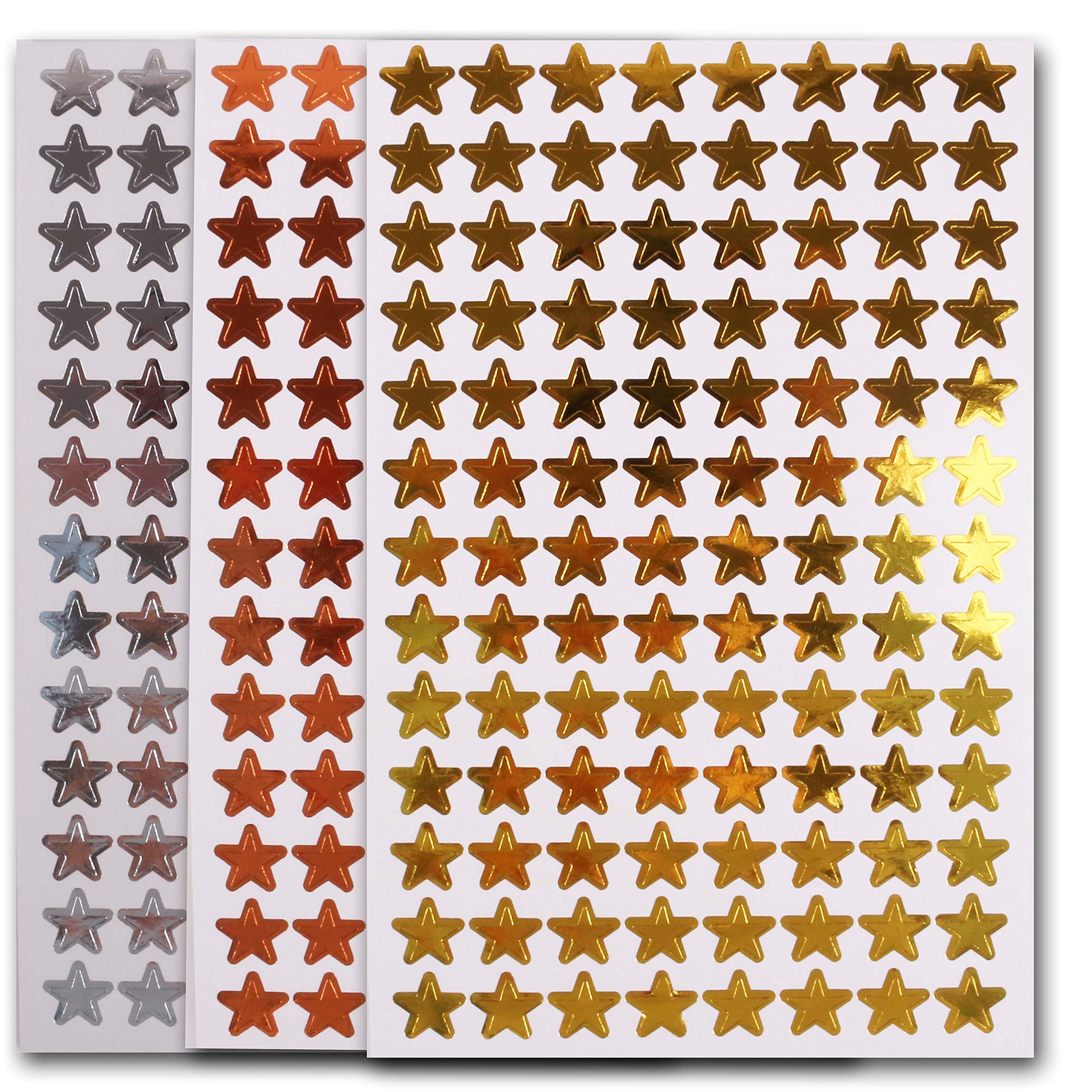 600+ Star Stickers - Gold, Silver & Bronze Colour