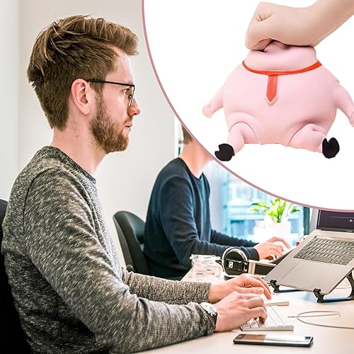 Miniatura 5 de MZQOO Juguetes de cerdo esponjoso, juguete blando de cerdo rosa para niños y adultos, juguetes novedosos para apretar, divertido juguete sensorial