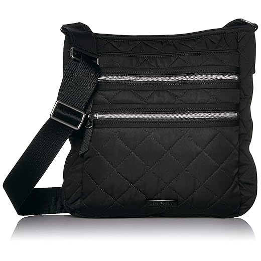 Vera Bradley Women's Performance Twill Triple Zip Hipster Crossbody Purse, Black, One Size