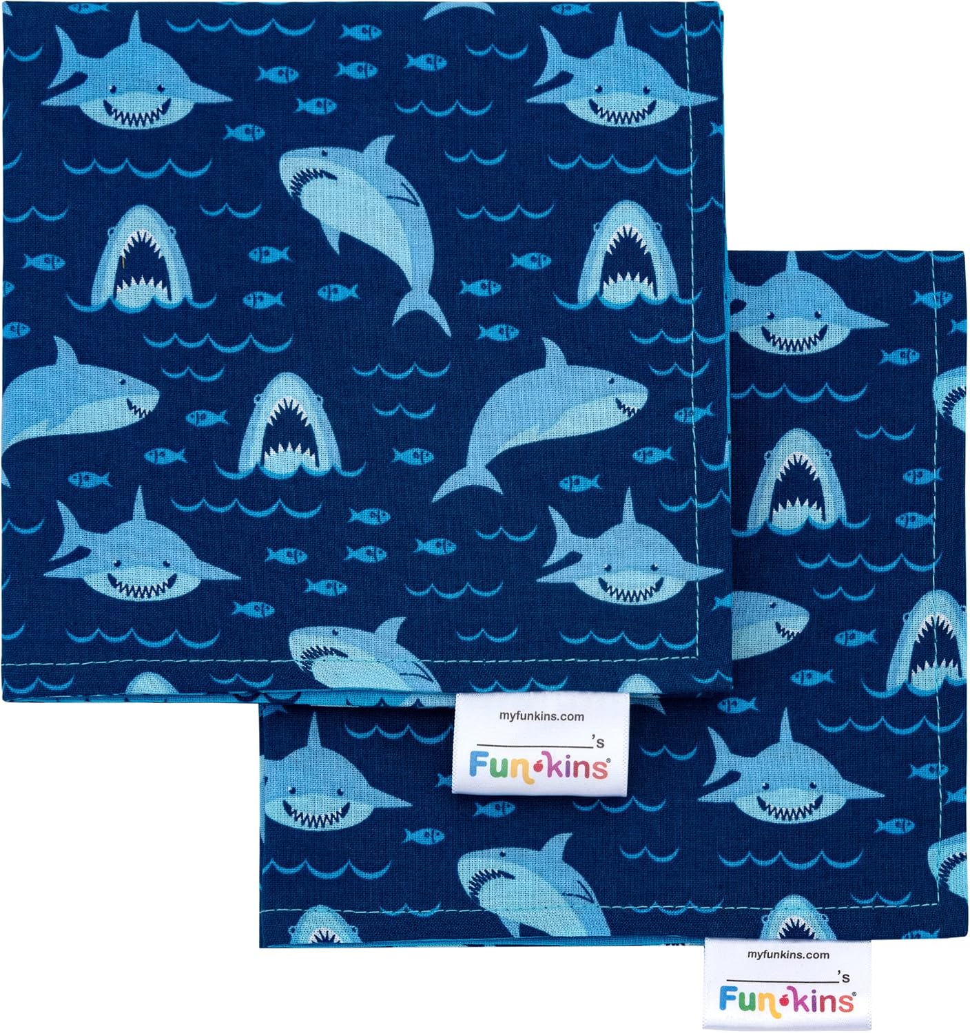 Funkins Reusable Cloth Napkins for Kids | 12”x12”, 2-Ply, Thick, Absorbent, Durable | Machine Washable | Name Tag | Soft Cotton Fabric | Great for School Lunchboxes | Set of 2 Napkins (Butterflies)