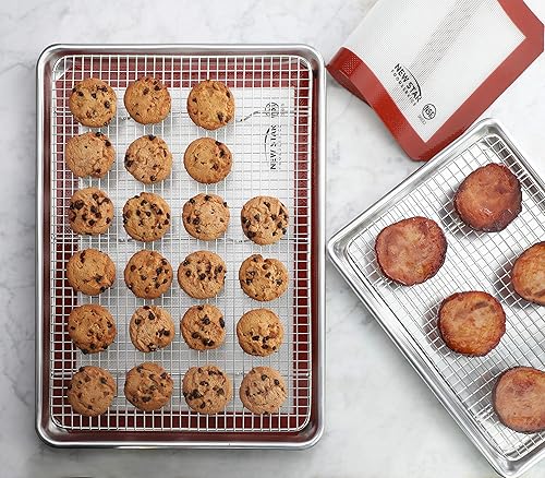 Miniatura 5 de New Star Foodservice 1028751 Bandeja para bollobandeja para hornear, tapete para hornear, combo de rejilla de enfriamiento, 14 y 12 tamaños cada uno