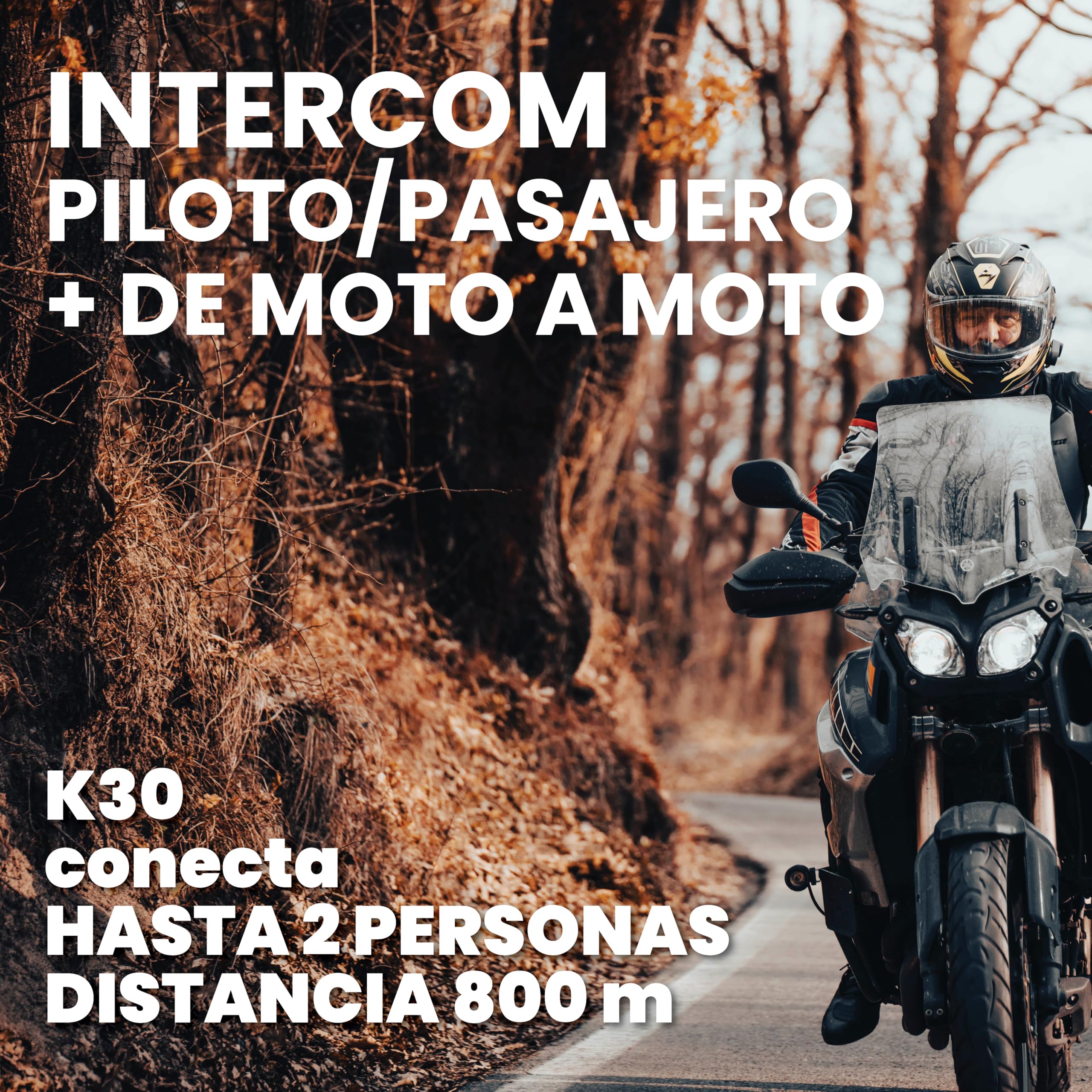 Midland - Intercomunicador Casco Moto Único Lokui K30, Auriculares Moto Inalámbricos Bluetooth Universales e Impermeables, Alcance 800m para 2 Personas, Batería 10H, Radio FM, Cancelación Ruido