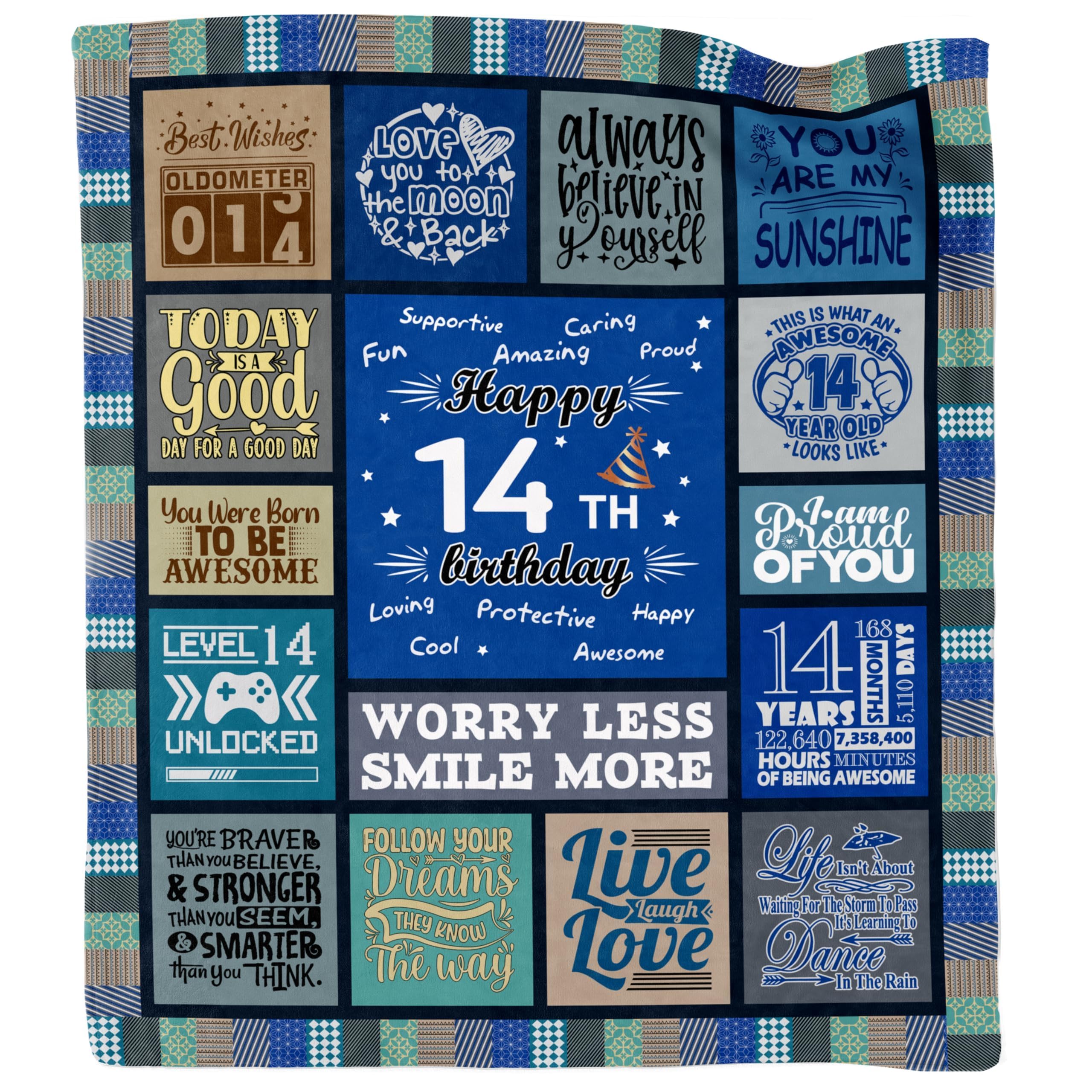Ebmdsia 14 Year Old Boy Gifts Ideas, Birthday Gifts for 14 Year Old Boys, 14th Birthday Gifts for Boys, Gifts for 14 Year Old Boy, 14th Birthday Decorations for Boys Throw Blanket 60“x50”