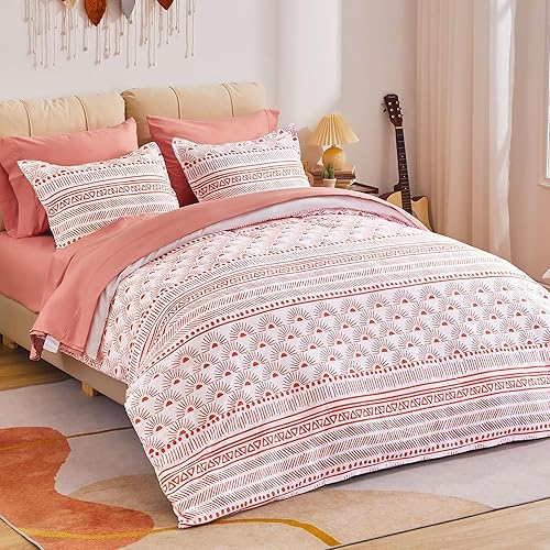 SLEEP ZONE Terracotta Duvet Cover Sets, 120gsm Ultra Soft Printed