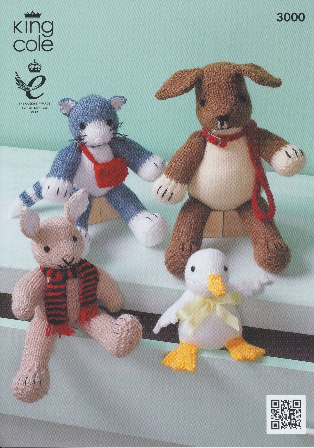 King Cole Toy Animals in Aran & DK Knitting Pattern 3000