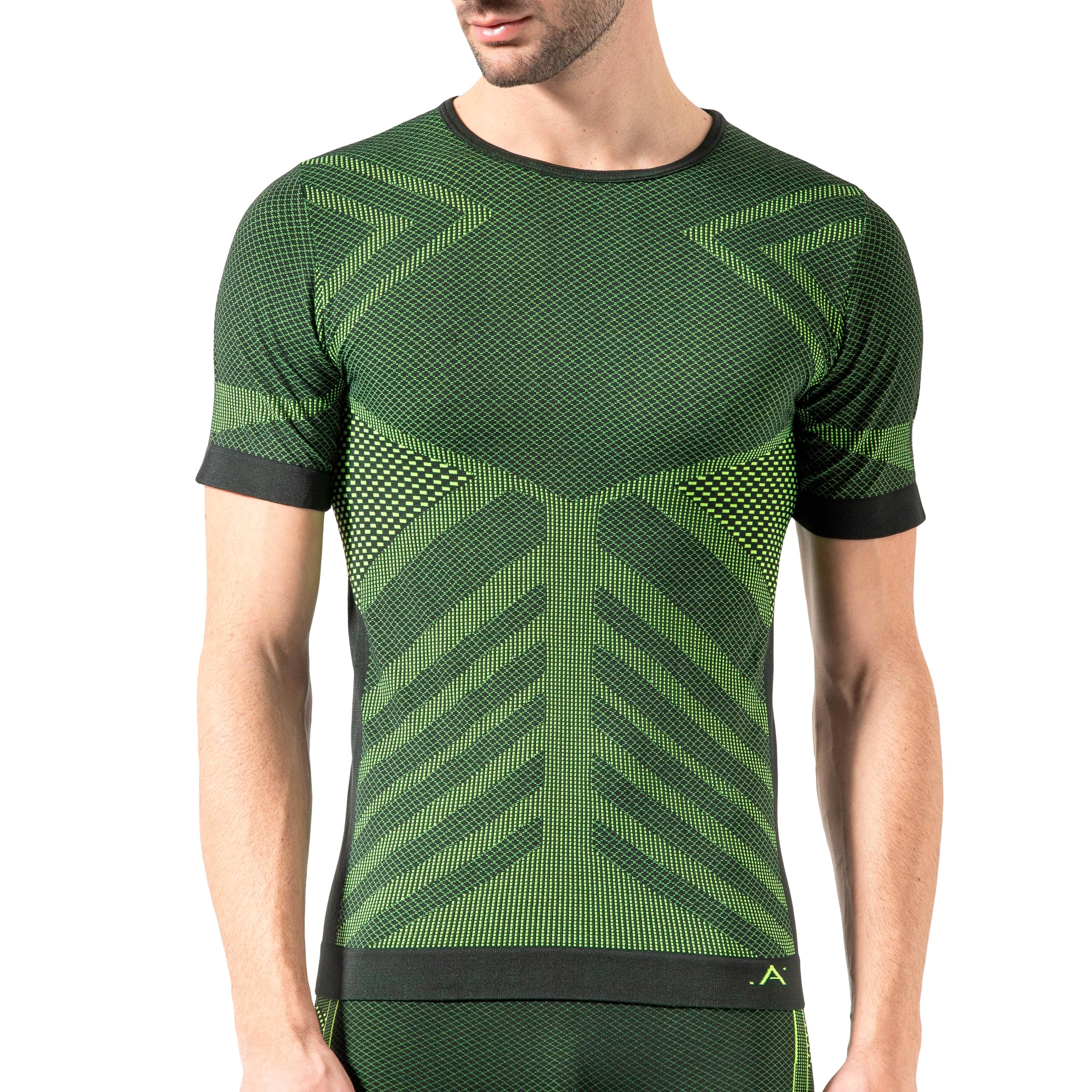 Risalti Thermal Top for Men Short Sleeved Energy - Mens Thermal Top Breathable Microfibre, Men's Thermal Tops Technical, Thermal Underwear Mens Seamless, Thermal Base Layer - Made in Italy