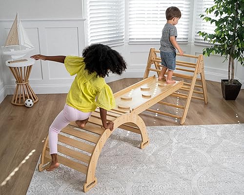 Miniatura 10 de Avenlur Hazel - Gimnasio de escalada interior 5 en 1, juego de escalada Waldorf y Montessori con escalera triangular, rampa de escalada, escalador