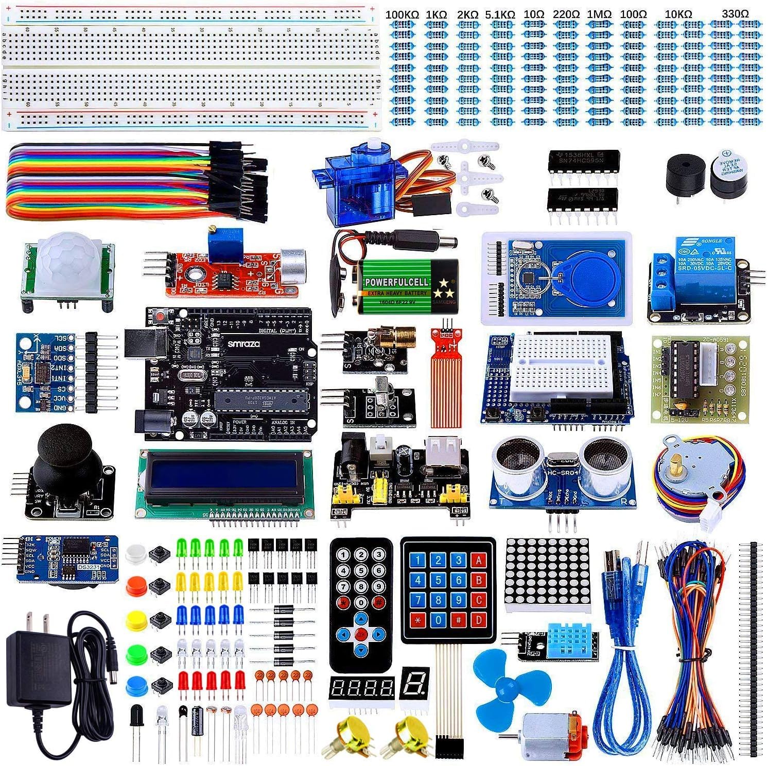 IDUINO Ultimate Starter Kit for Arduino R3 Project with, 200pcs Components Compatible with Arduino (67 Items) with 9V 1A Power Supply