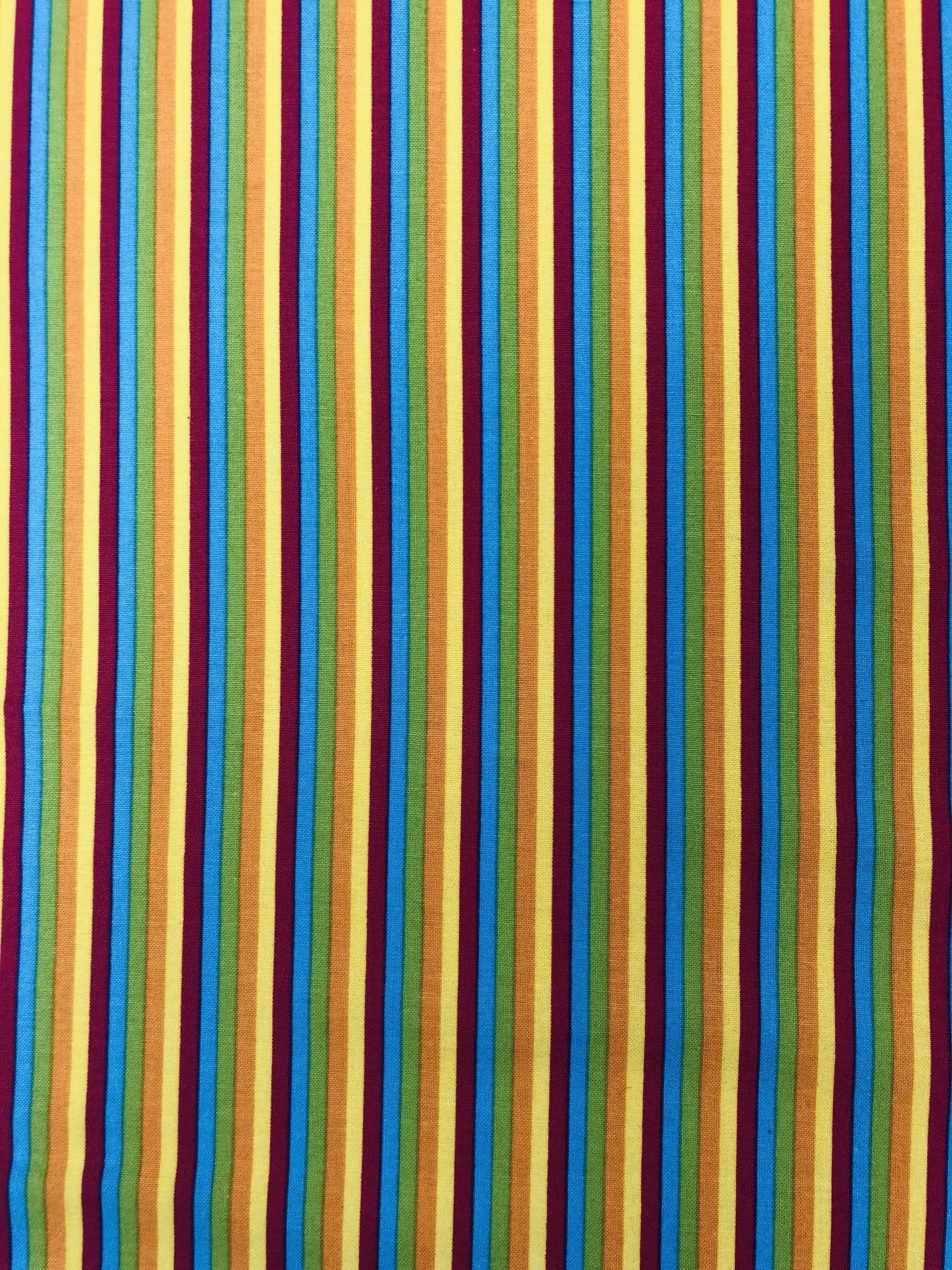 100% Cotton Stripe Fat Quarter Fabric Material for Sewing, Quilting, Patchwork Dress Craft Striped Prints Lining Fabric - Multicolour Strips - Sold by Fat Quarters (50cm x 70cm)