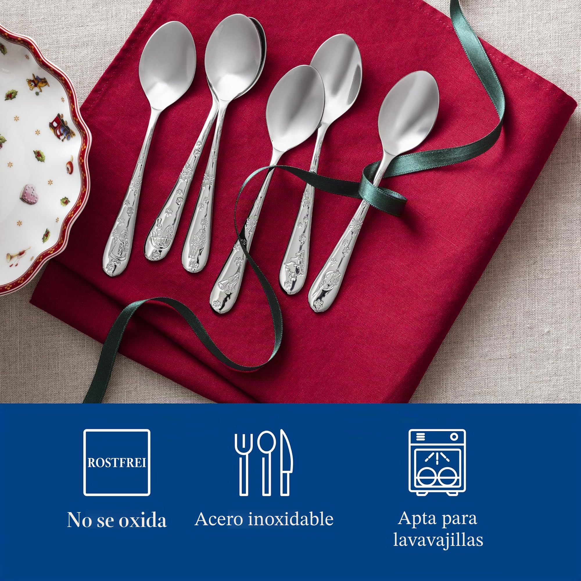 Villeroy & Boch – Toy's Delight set de cucharillas de café, 6 piezas, para 6 personas, apto para lavavajillas, inoxidable, cubertería, juego de cucharas, cubiertos de acero inoxidable