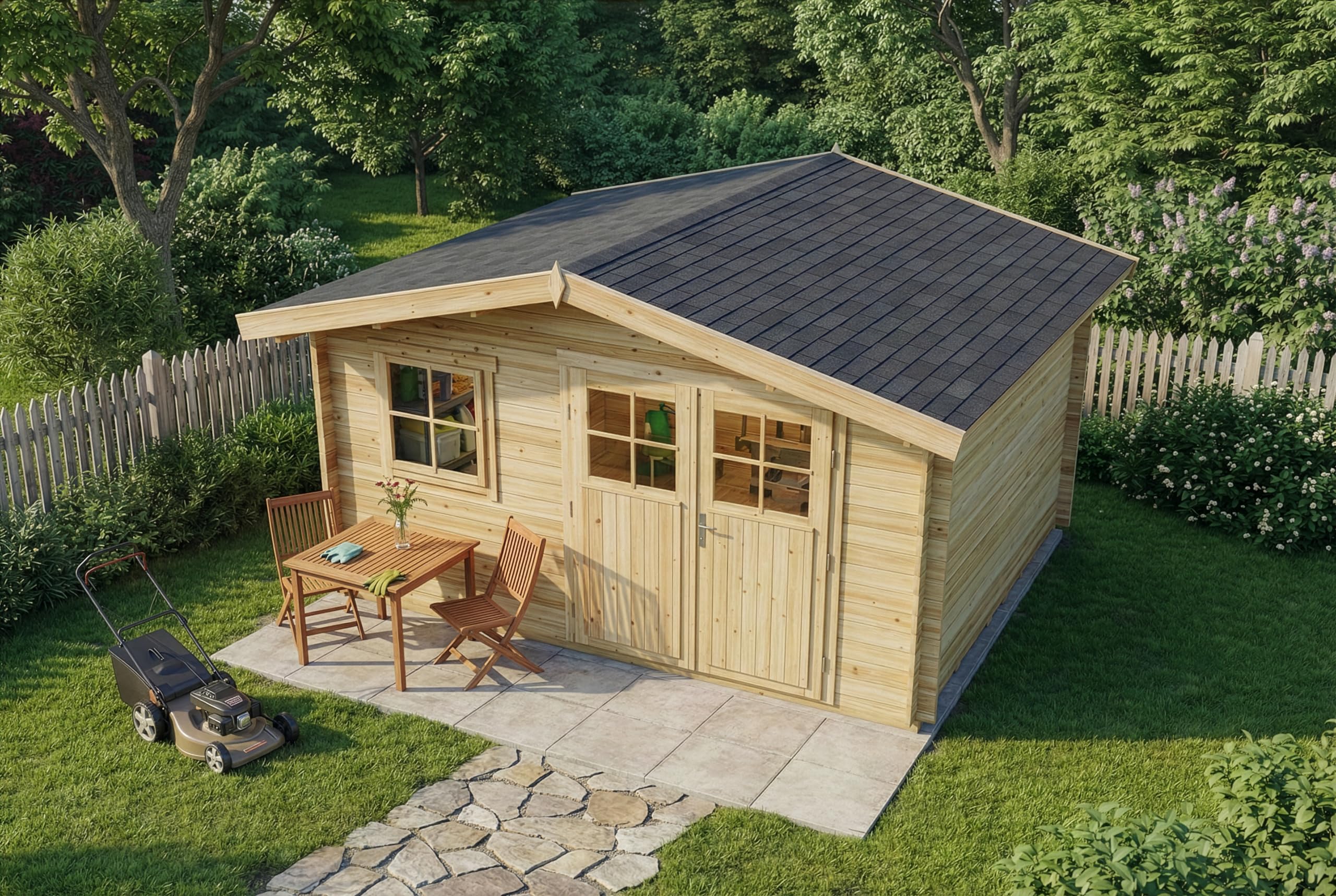 Alpholz Gartenhaus Valerie 428x427cm Naturbelassen mit Boden