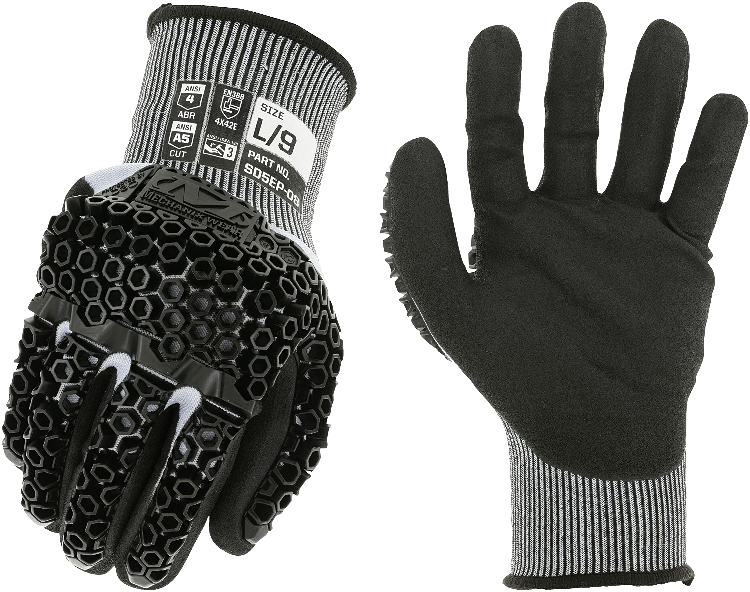 Mechanix Wear: ANSI A5 Cut Resistant Nitrile Coated SpeedKnit M-Pact Heavy Duty Work Gloves - Touch Capable, D3O Technology,D3O Technology, High Abrasion Resistant (Gray, X-Large)