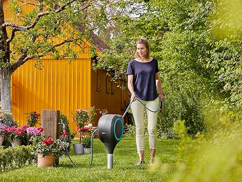Miniatura 8 de Carrete de manguera retráctil automático de 50 pies con estaca de metal de Gardena, estándar, 18604-20.