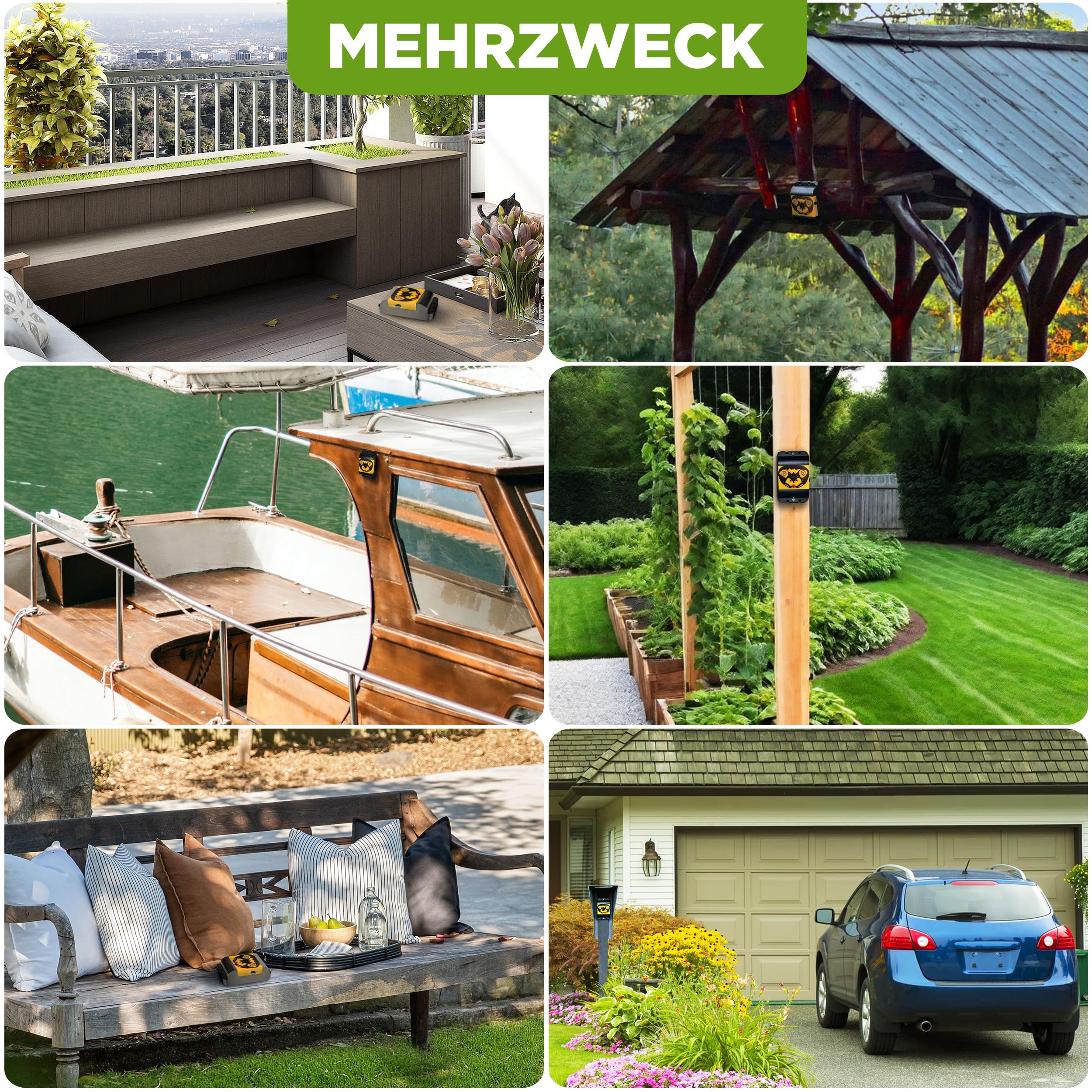 ISOTRONIC Vogelabwehr mit Blitz & Ultraschall – batteriebetriebener Vogelschreck zur Abwehr von Vögeln & Tauben – Taubenabwehr für Balkon & Garten – Vogelvertreiber 40m² Wirkungsbereich (2 Stück)
