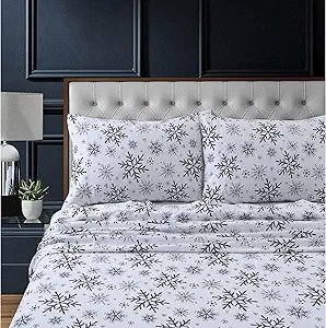 Tribeca Living 100% Cotton Flannel Sheet Set - 200 GSM, Deep Pocket, Ultra Soft & Cozy, Twin XL, Let It Snow