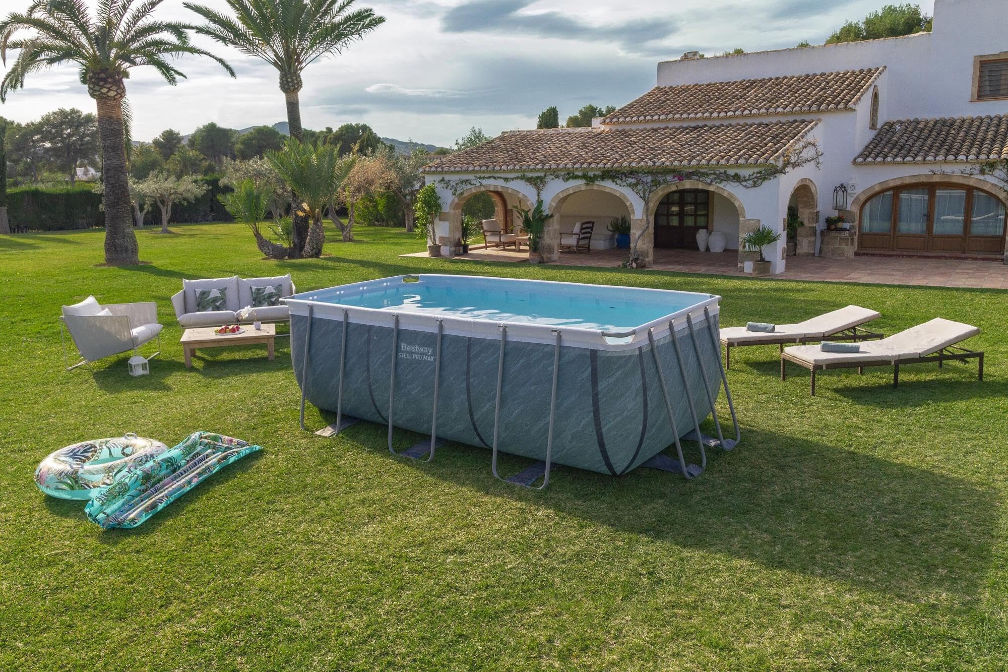 Bestway Juego de Piscina Rectangular de 13'6" x 6'7" x 48"/4.12 m x 2.01 m x 1.22 m