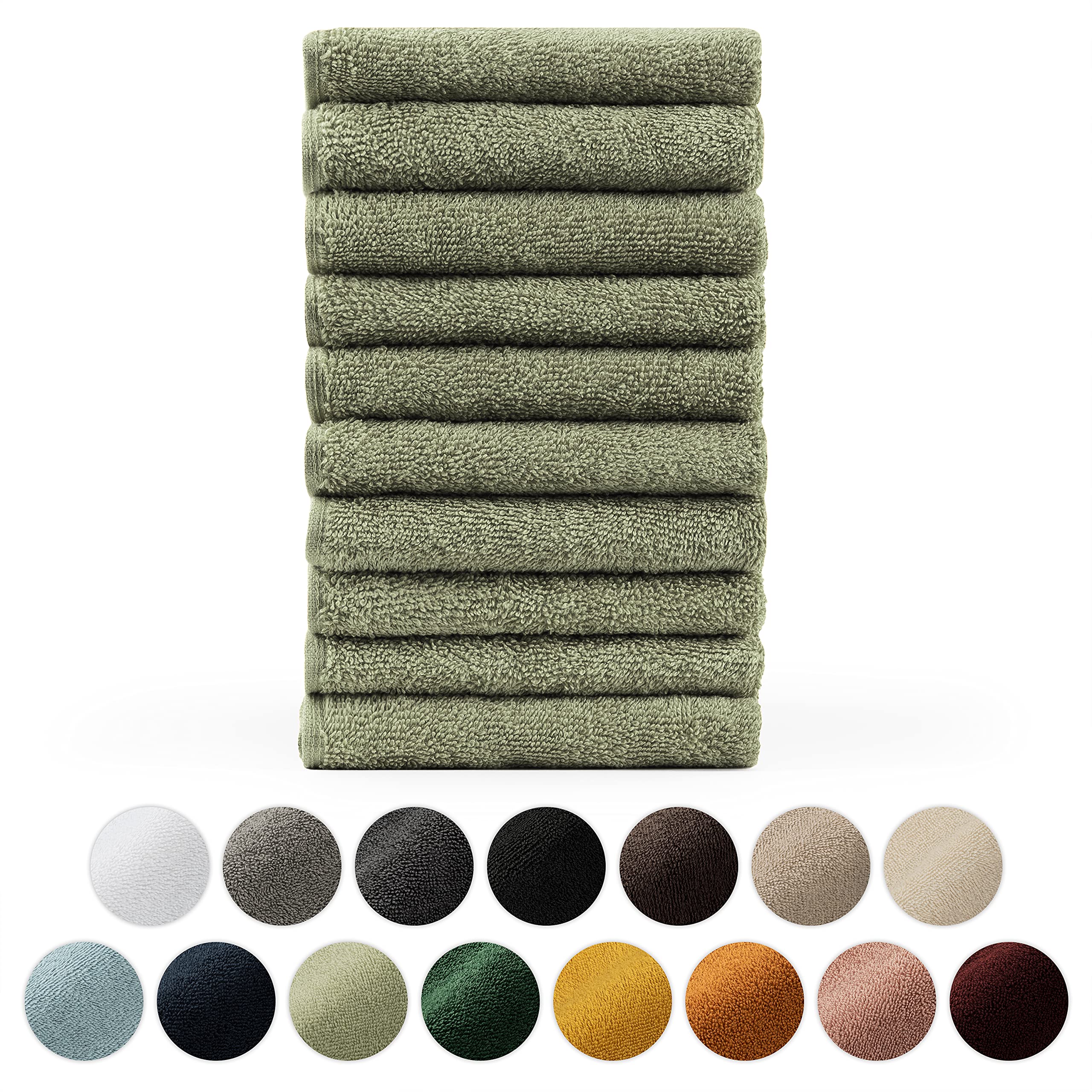 Blumtal Premium zestaw ręczników frotte z pętlą do zawieszania - bawełna certyfikowana Oeko-TEX, miękkie, chłonne - 10x ręcznik dla gości (30x50 cm), Pastel Green (zielony)