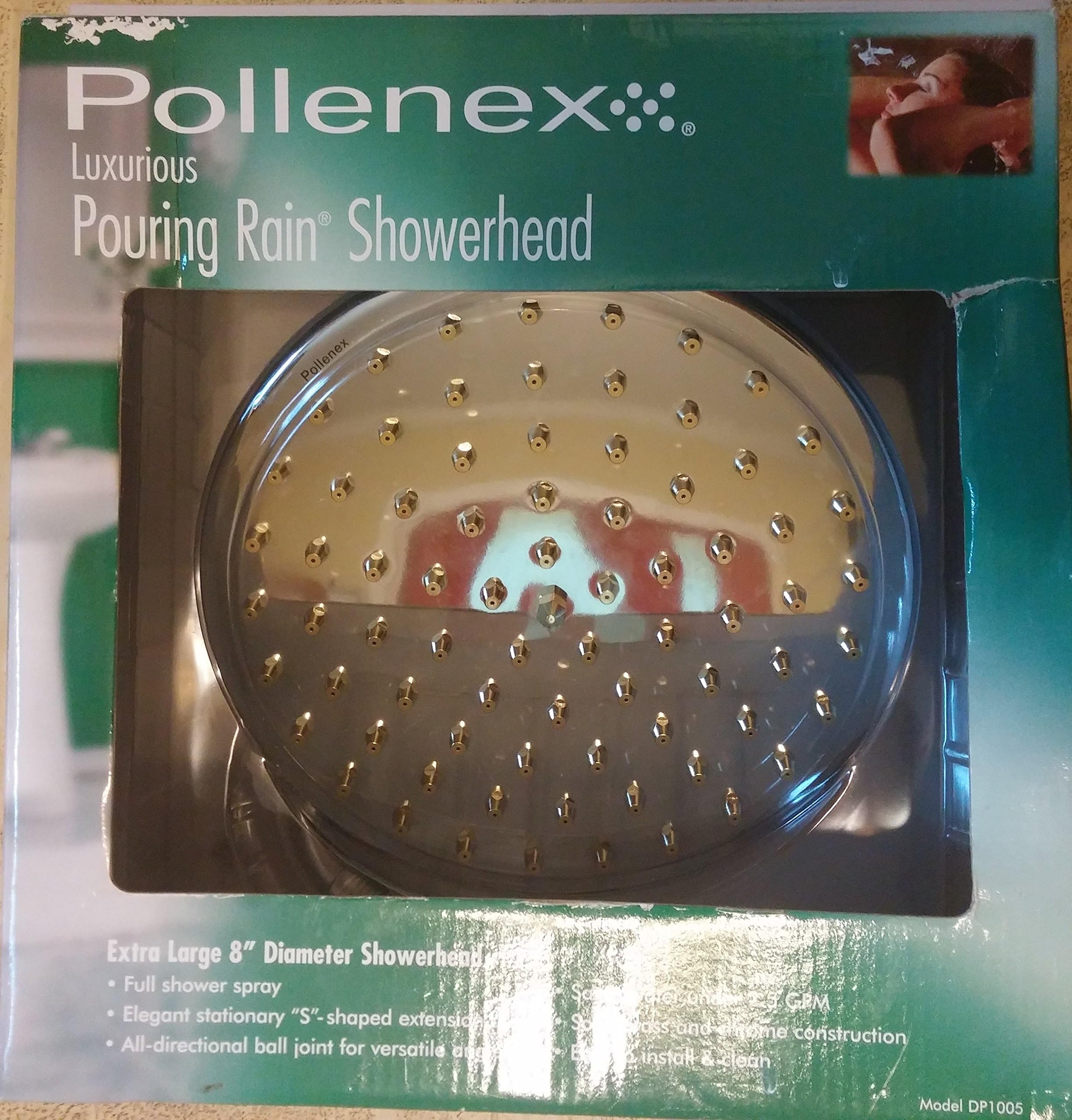Pollenex DP1005 8-Inch Pouring Rain Showerhead, Chrome with Brass Tips