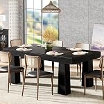 Tribesigns 63'' Dining Table, Modern Rectangular Kitchen Table with Heavy Duty Tapered Legs, Black Business Dinner Table for Dining Room, Cafe, Restaurant, Easy Assembly