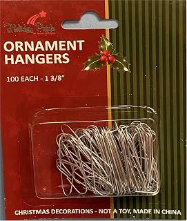Holiday Pride 100 Pack Metal Christmas Tree Ornament Hooks - Sturdy 1 3/8" Hangers for Heavy Decorations