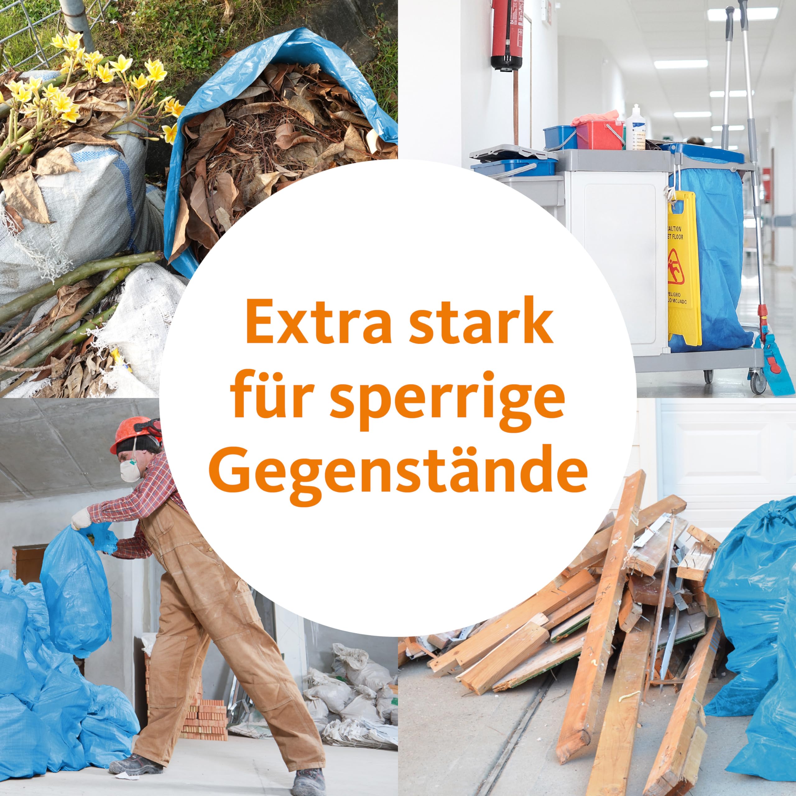 Deiss 90154 Bin Bags, 240 L, Blue, Extra Strong, Pack of 100