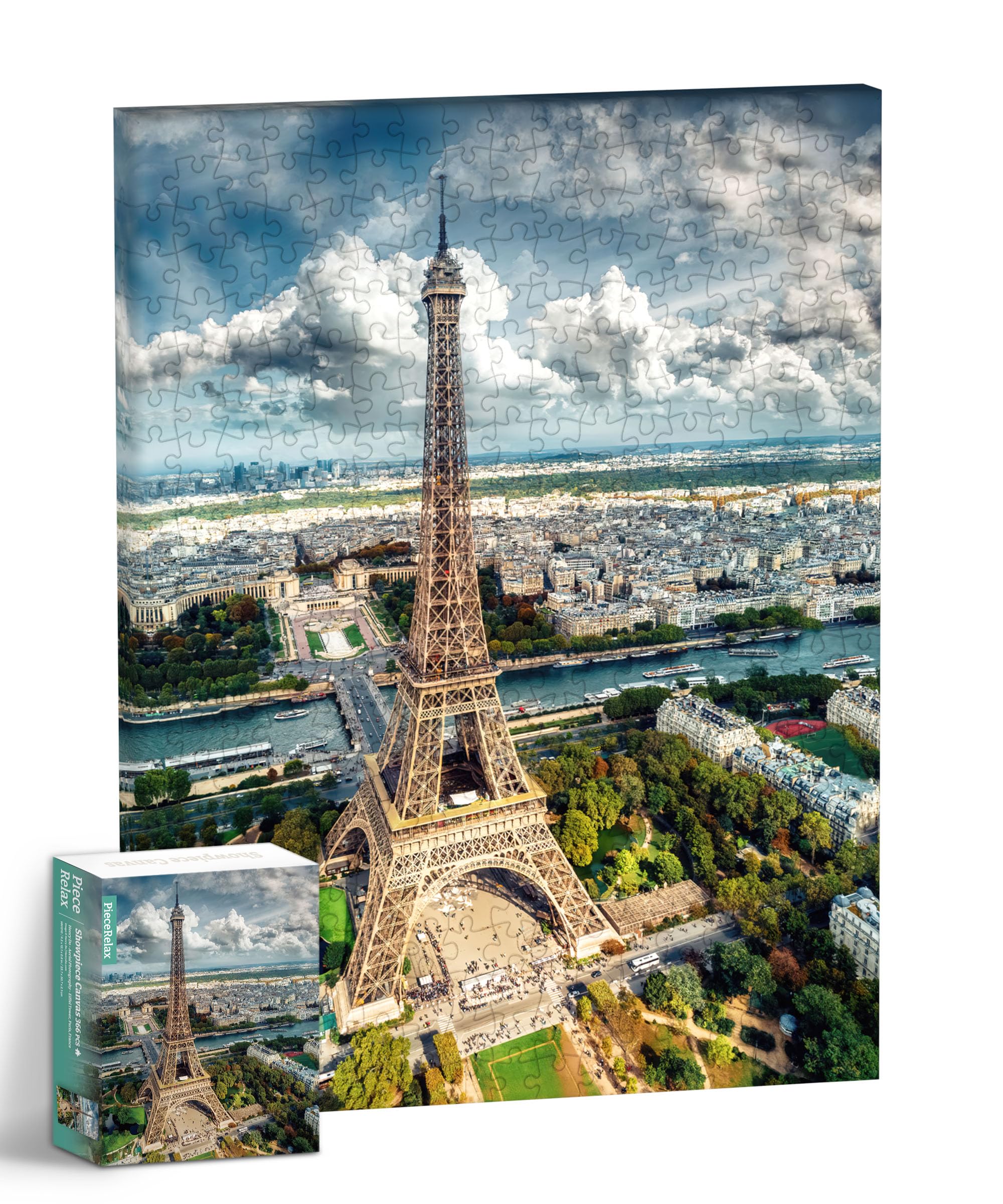 PieceRelax Puzzle Canvas Wall Art 366 Plastic Pieces for Adults - Henry Do - Aerial Photography - Eiffel Tower, Paris - Unique Gift & Home Décor with