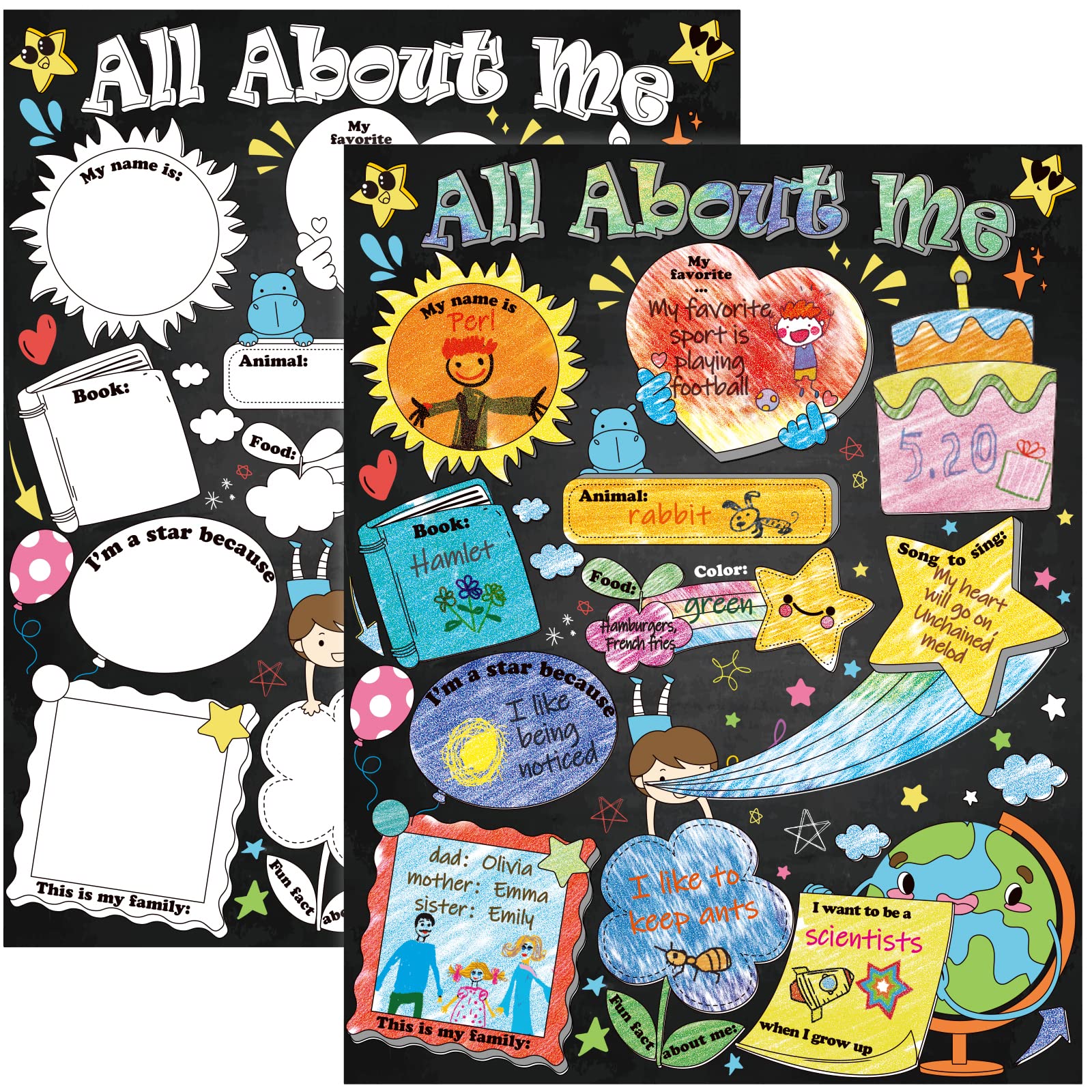 Buy ZOIIWA 40 Black & White Read All About Me s Star Students s to Fill ...