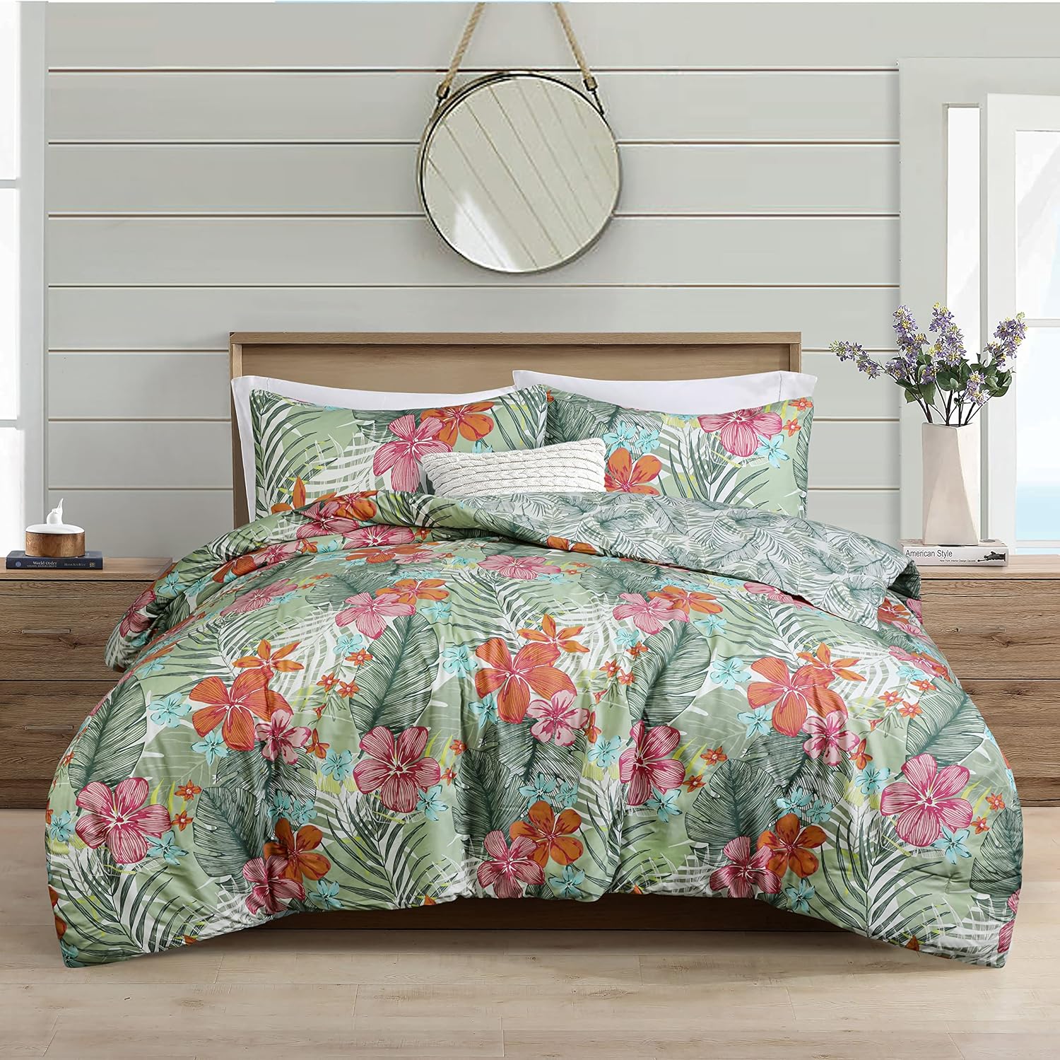 EnvioHome Twin Comforter Set, Floral 2 Piece All Season Reversible