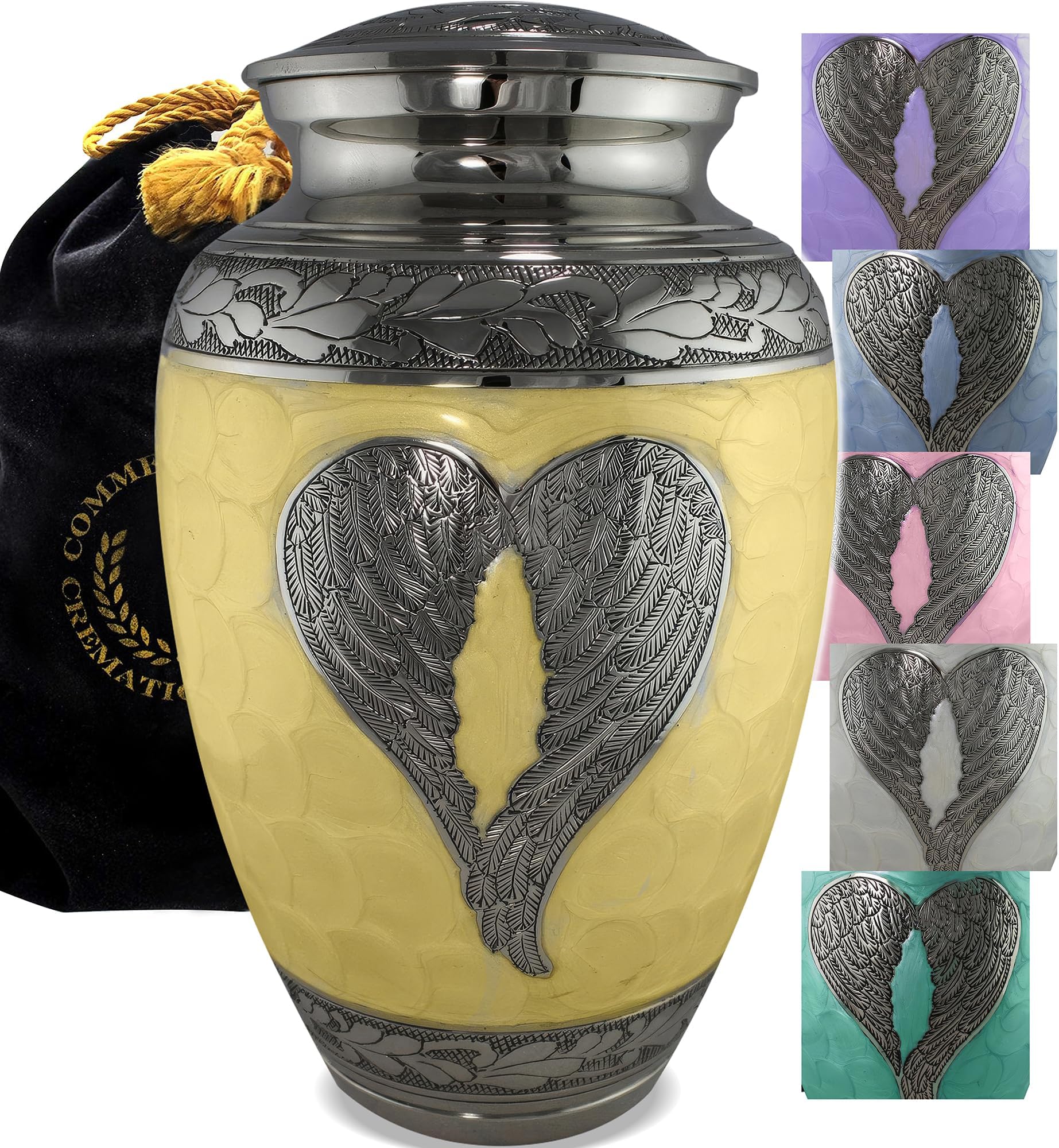 Commemorative Cremation Urns for Human Ashes Adult Female Cremation Urn for Ashes for Women - Personalized Decorative Urns - Beautifully Handcrafted Urn for Women (Large Yellow Angel)