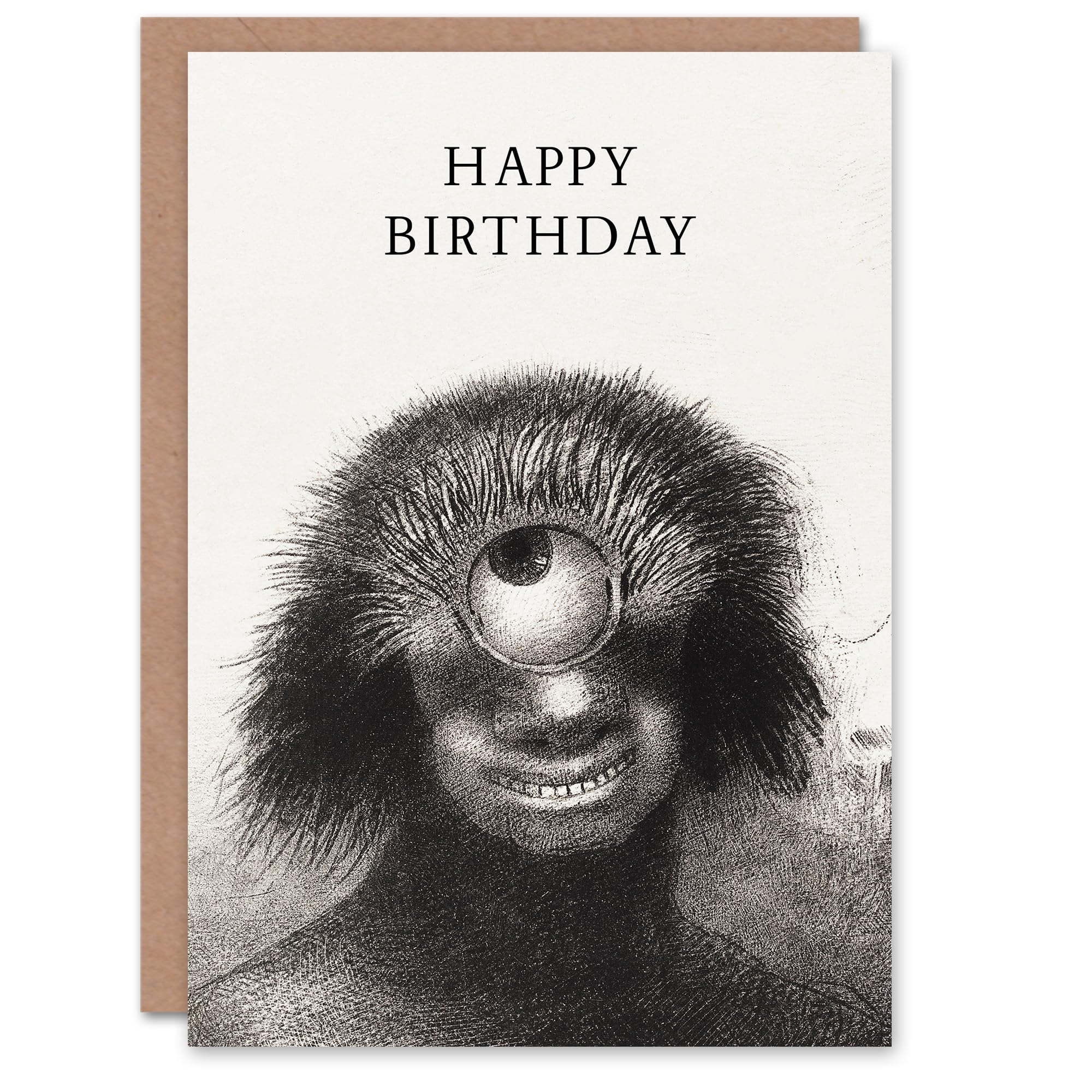 Artery8 Odilon Redon Birthday Card Smiling Cyclops Pencil Drawing