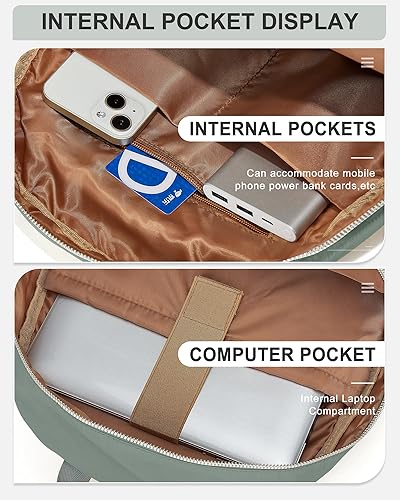 Miniatura 4 de Mini mochila para mujer, tamaño mediano, pequeña, negra, mochila de viaje, mochila universitaria, A-gris verde, Compacto