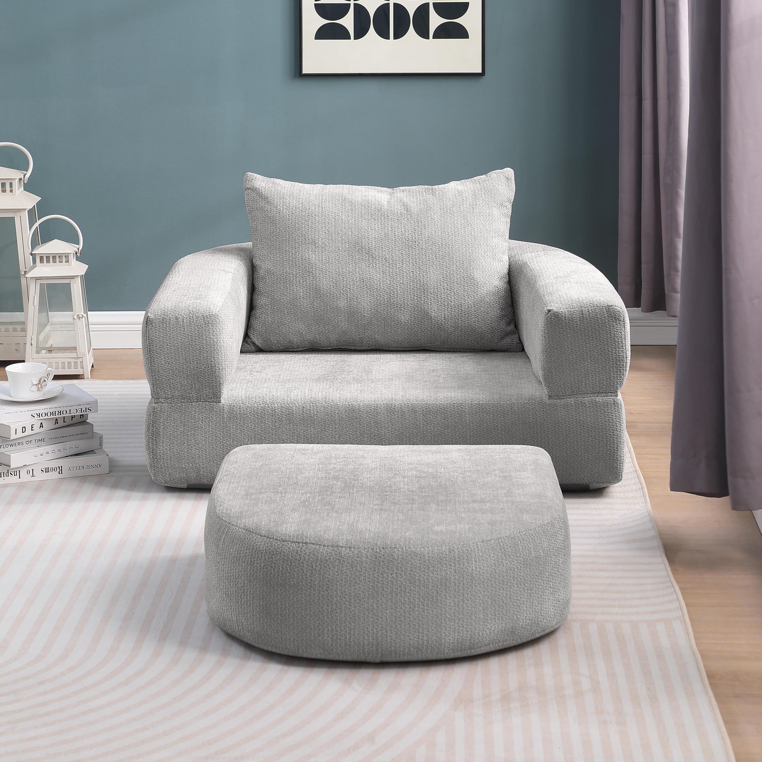 HAUSPROFI Faltbares Sofa Bett – Relaxsessel, Spielsofa, vielseitiger klappbarer Schlafsessel mit Kissen, Schlafsofa & Gästebett für kleine Räume, Sessel fürs Schlafzimmer & Wohnzimmer (Light Grey)