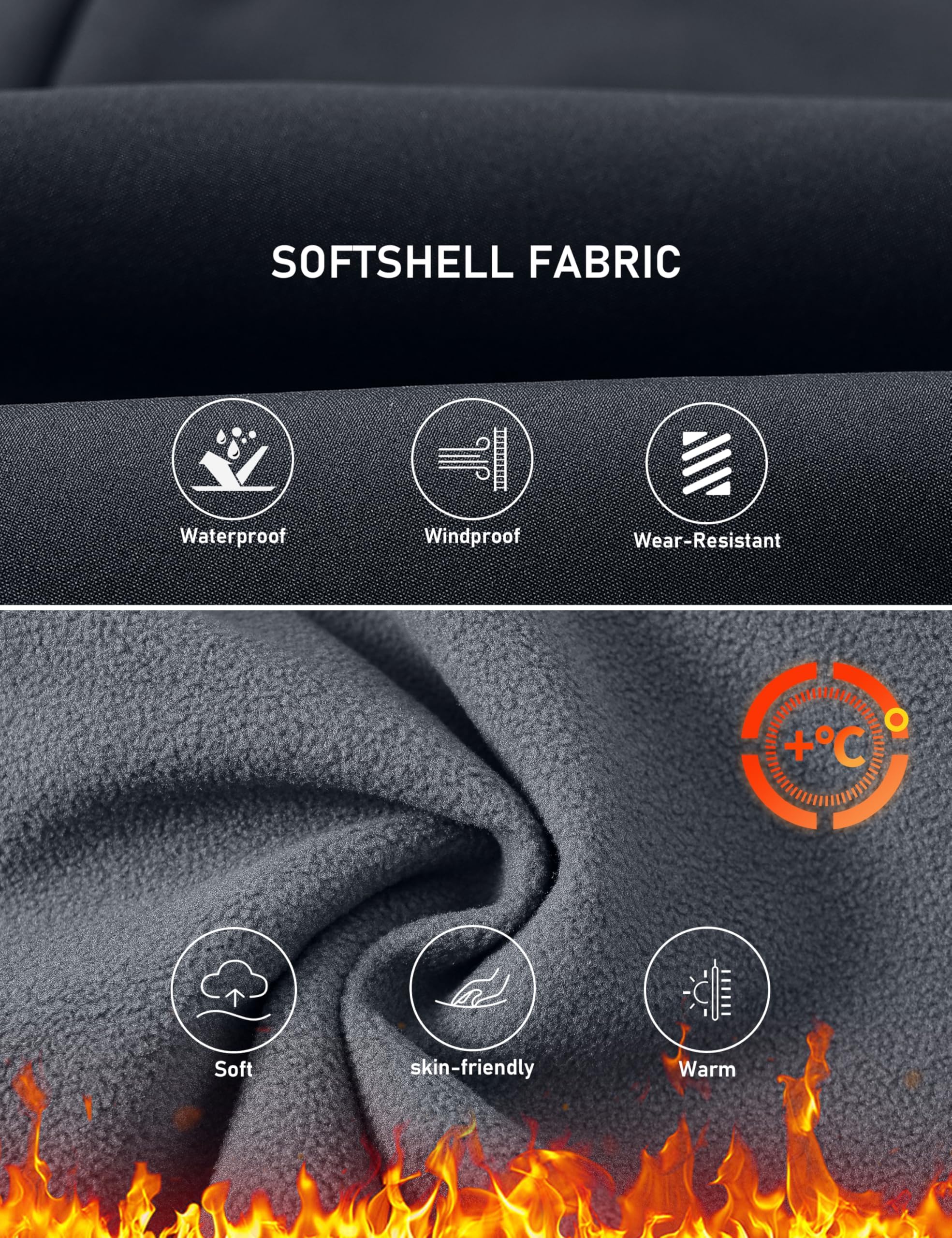Pantaloni Trekking Bambino Softshell Neve Sci Ragazzo Invernali Escursionismo Grigio-C 110-122