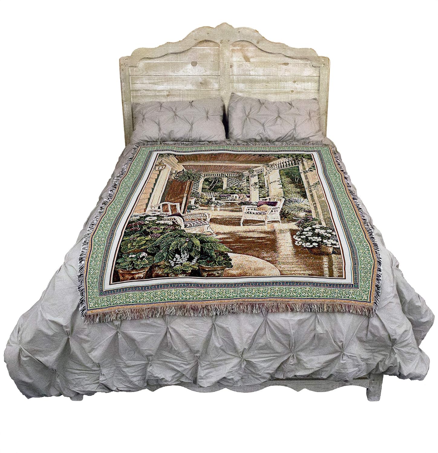 Pure Country Weavers Vintage Comfort Blanket by Betsy Brown - Garden Floral Gift Tapestry Throw Woven from Cotton - Made in the USA (72x54)