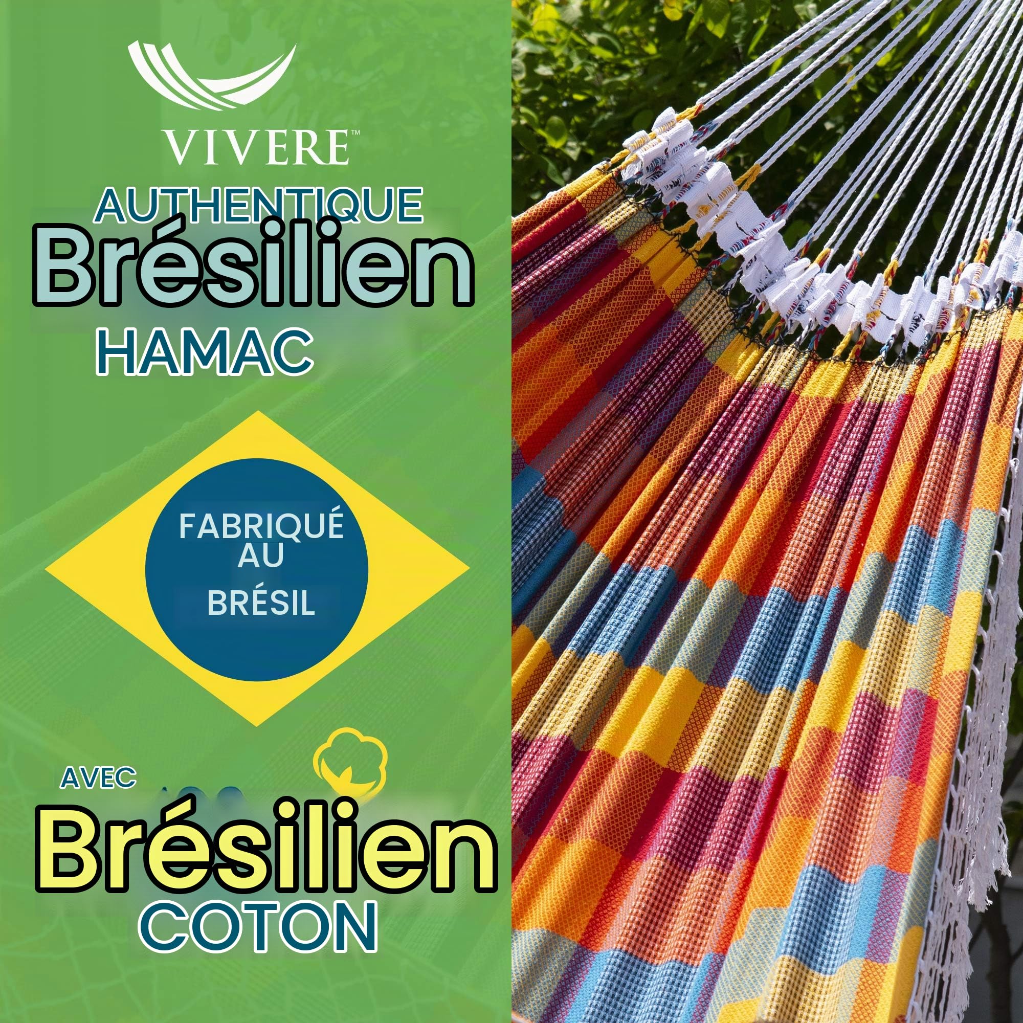 Vivere Authentique Hamac Brésilien Tropical - Double - Carnival