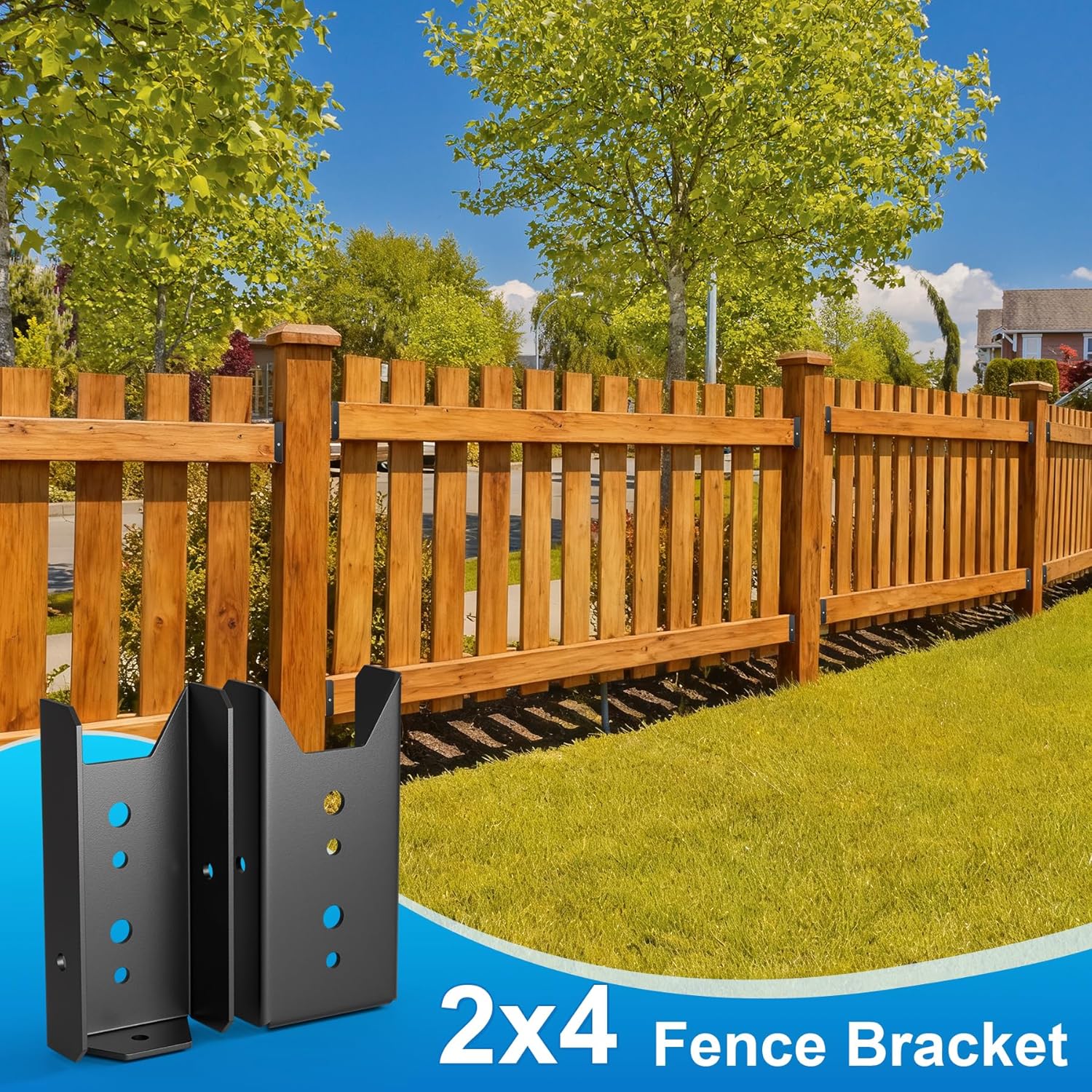 2x4 Black Fence Bracket for Wood Rail - 18 Gauge Carbon Steel Deck Railing Brackets for 2x4 (Actual 1.5”x3.5”) Lumber, 50 PCS 2 x 4 Rail Connectors, Rust-Resistant Coated Wood Fence Hardware Brackets