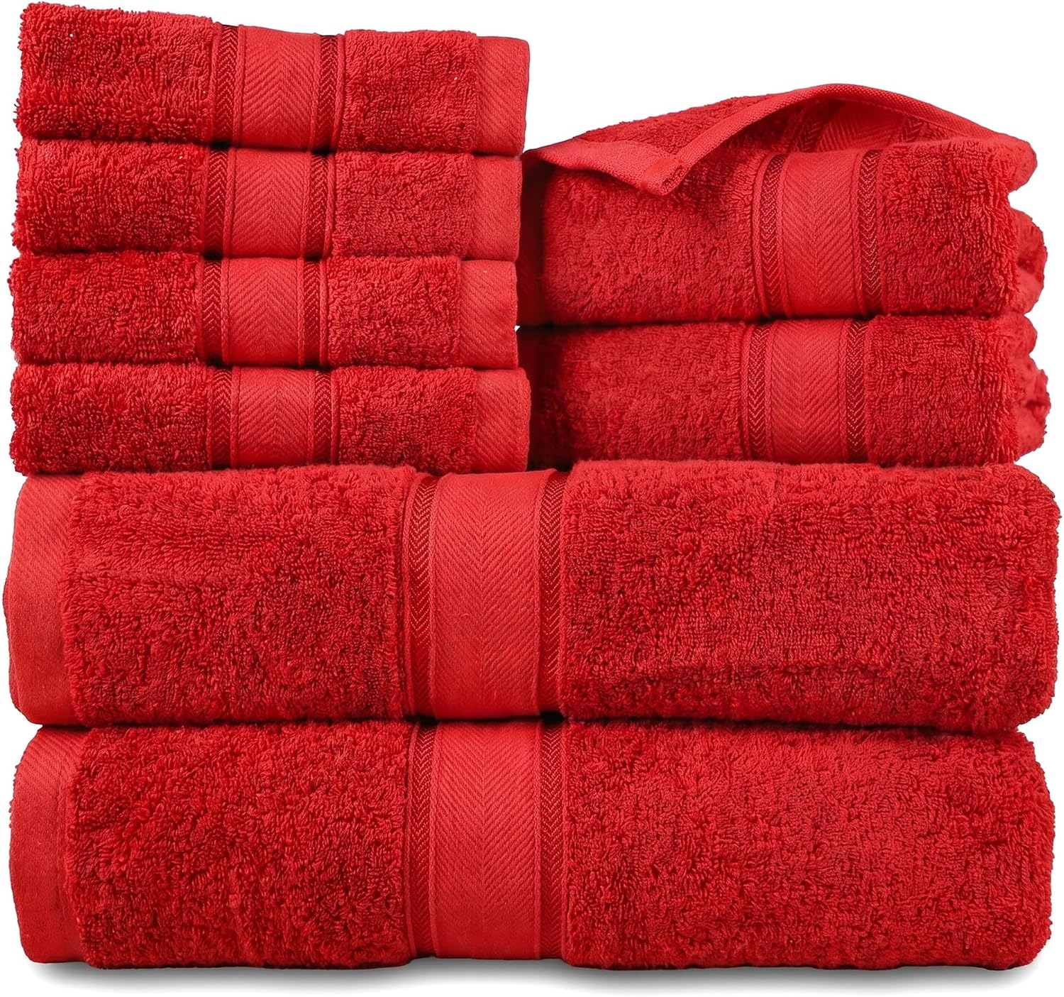 100% Turkish Combed Cotton Bath Towel Set, Blush Pink, 8-Piece | Plush thick, non-fading, 2 Bathroom Towels, 2 Hand Towels, 4 Washcloths, Towels and Washcloths Sets, 8-Piece, 600GSM, Dorm