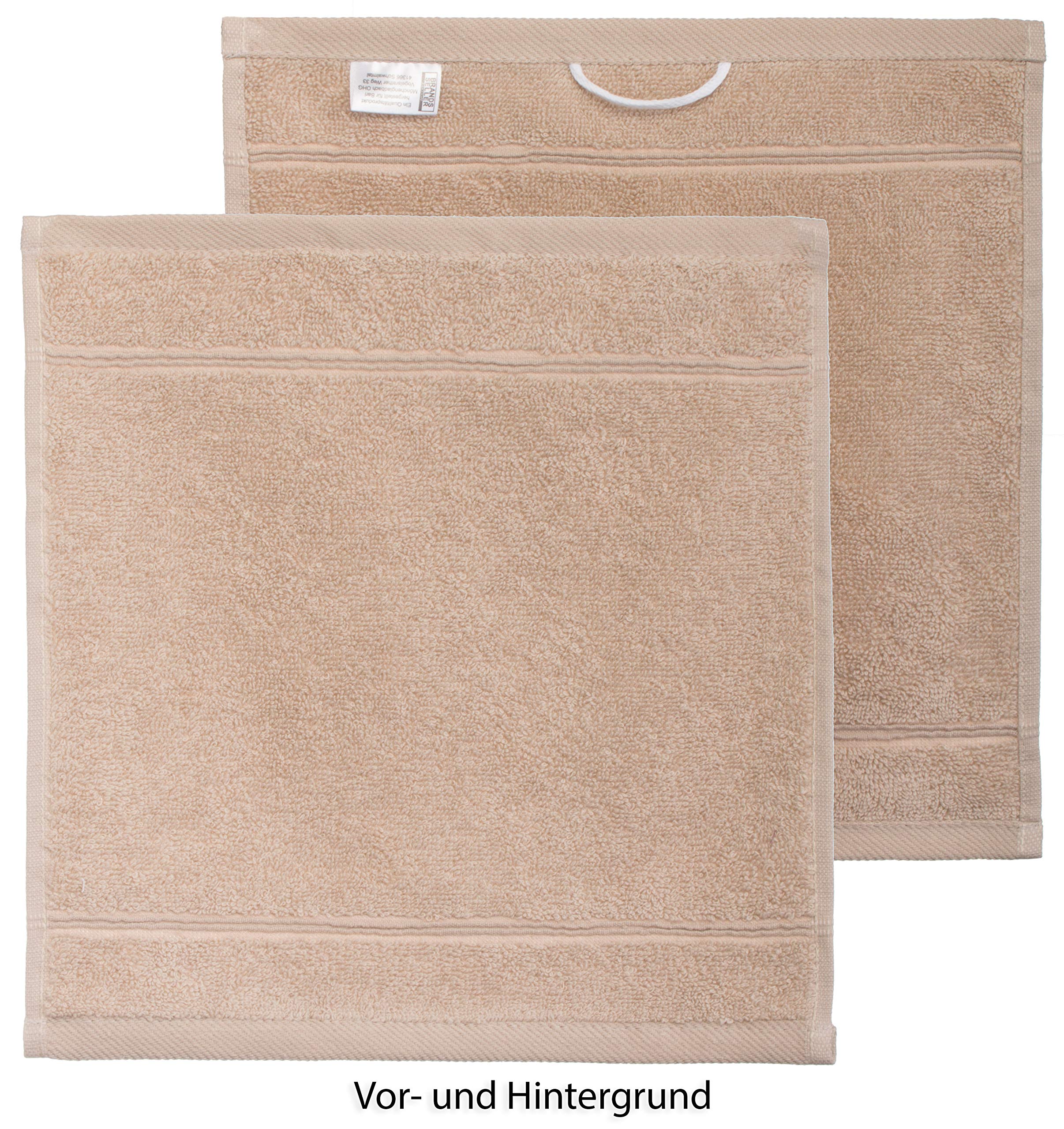 Brandsseller Set di 10 Asciugamani per Sapone 30 x 30 cm Asciugamano in Spugna per Ospiti con Gancio Cotone 470 g/m² Bagno Casa - Sabbia
