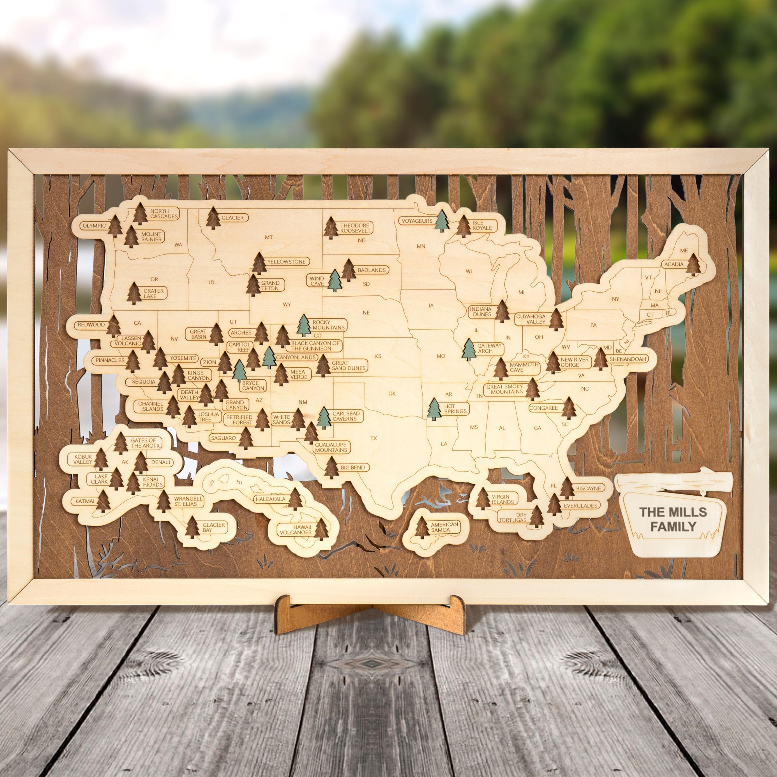 Personalize US National Parks Map, National Park Travel Map, National Park Tracker Checklist, National Parks Wall Art, Father's Day Gifts For Mom, Dad, Teacher, Coworker (National Park - Customize)