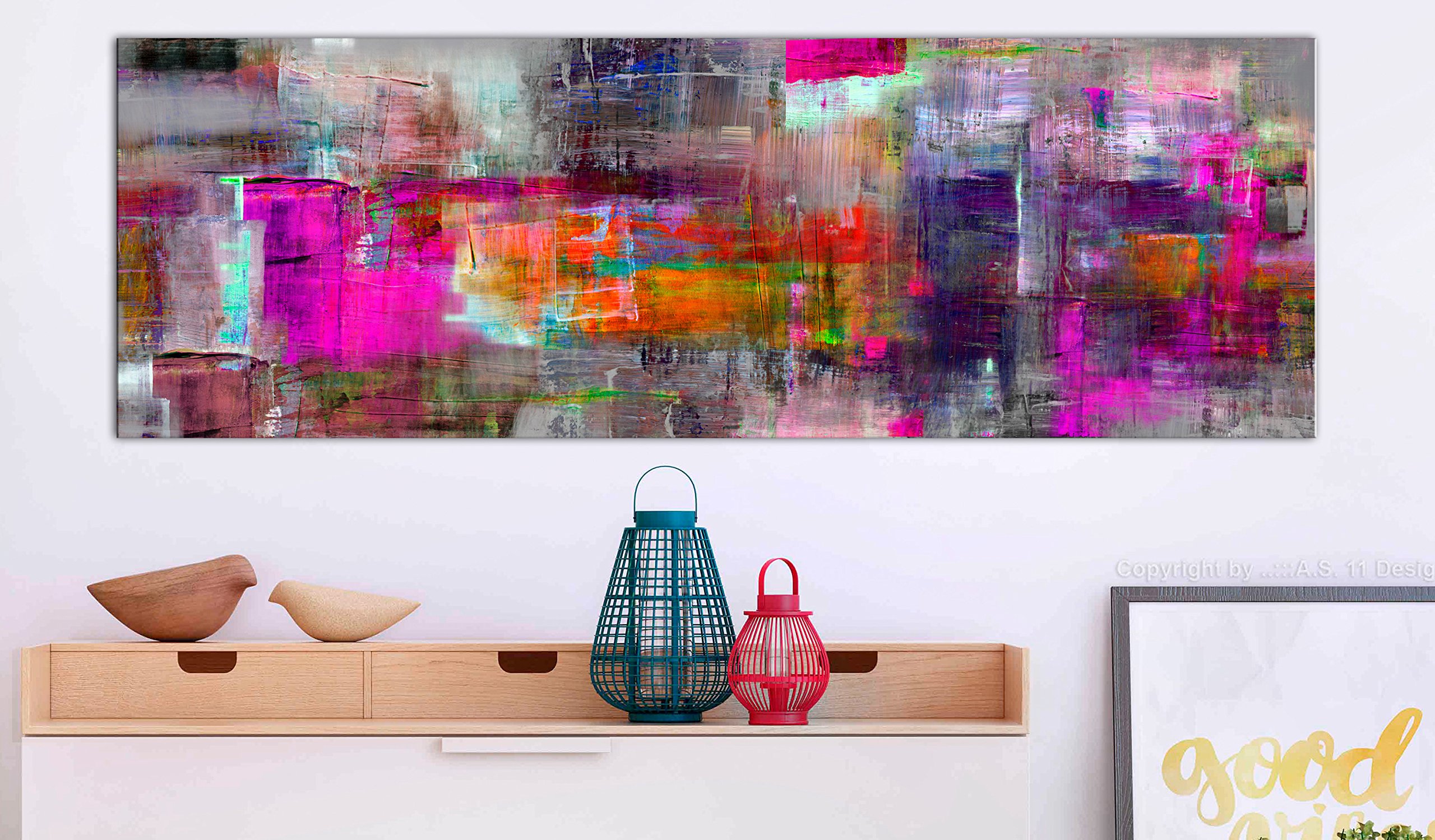 artgeist Acoustic Canvas Wall Art Print Abstract 53x18 in - 1pcs Picture with Acoustic Foam Sound Print Artwork Room Acoustics Soundproofing a-A-0217-b-c