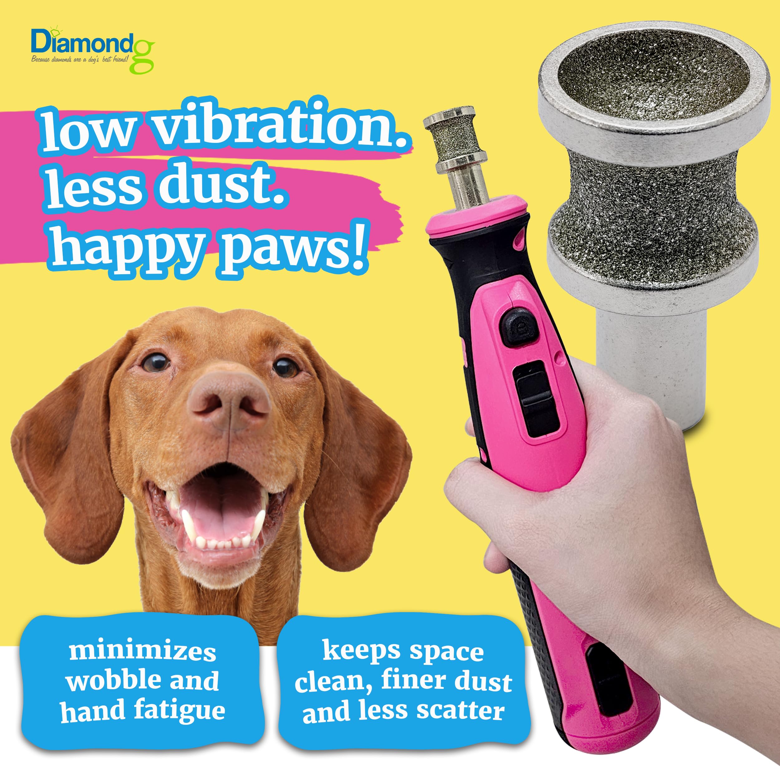 Diamondg - Broca de uñas giratoria profesional de diamante para perros, sin dolor, no tiran del pelo ni se calientan, paquete de 1 (grande)
